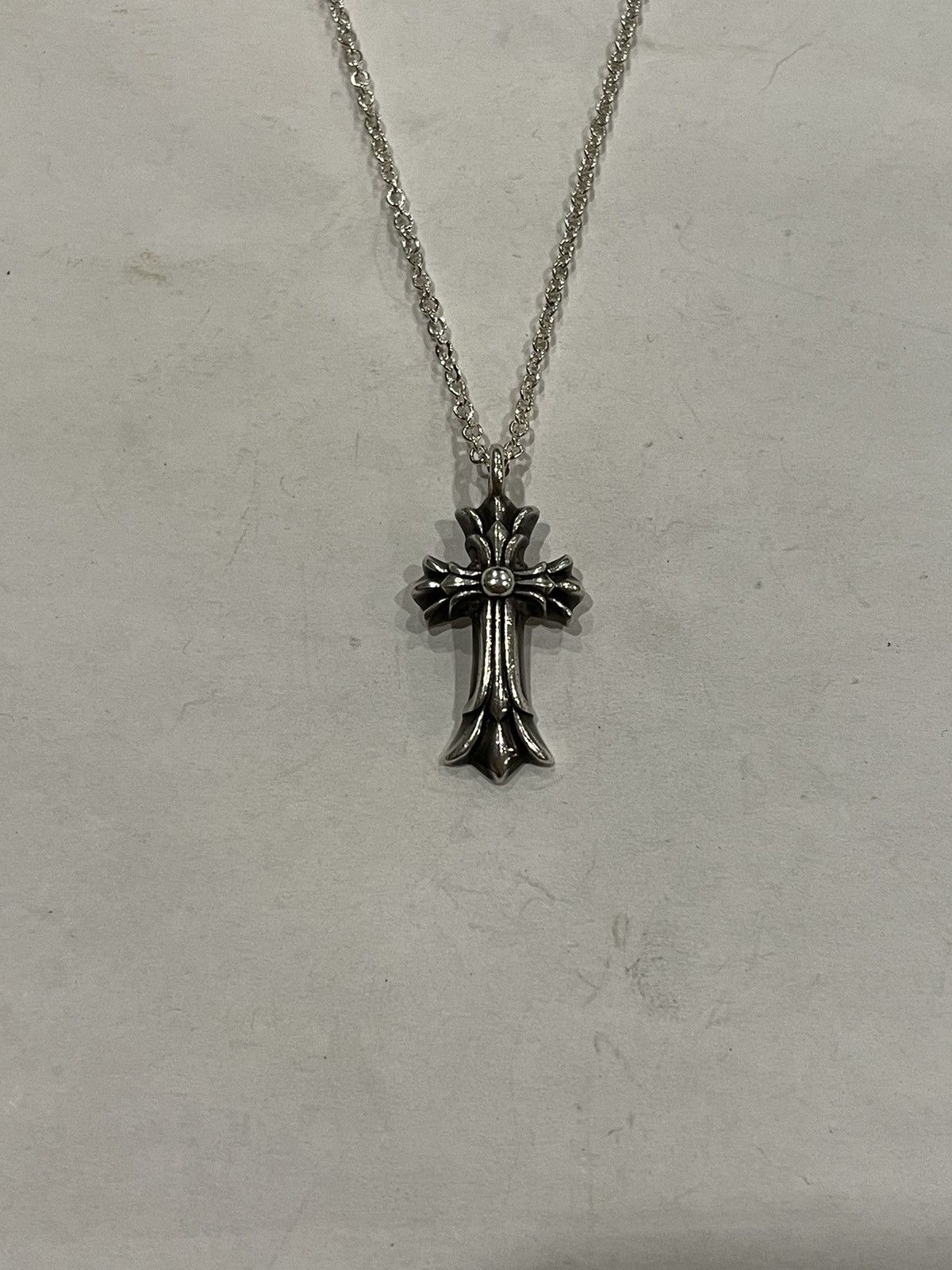 Chrome Hearts Chrome Hearts Double Cross Pendant Chain Silver Necklace ...