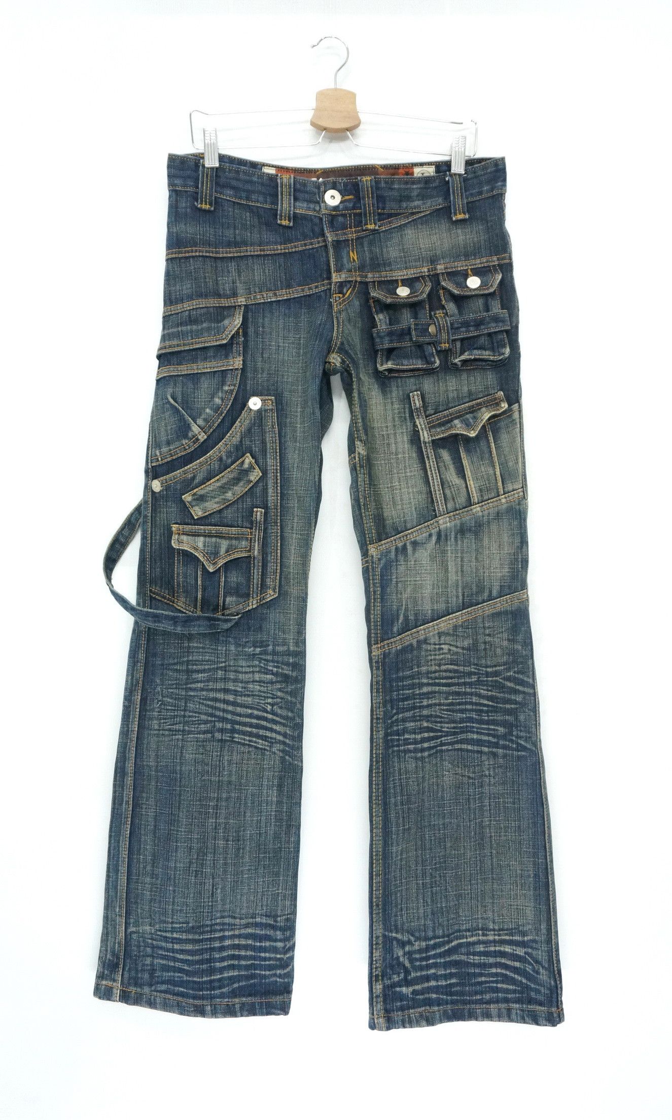 Jeans de Art Multipocket Cargo Shortrise Denim Jeans