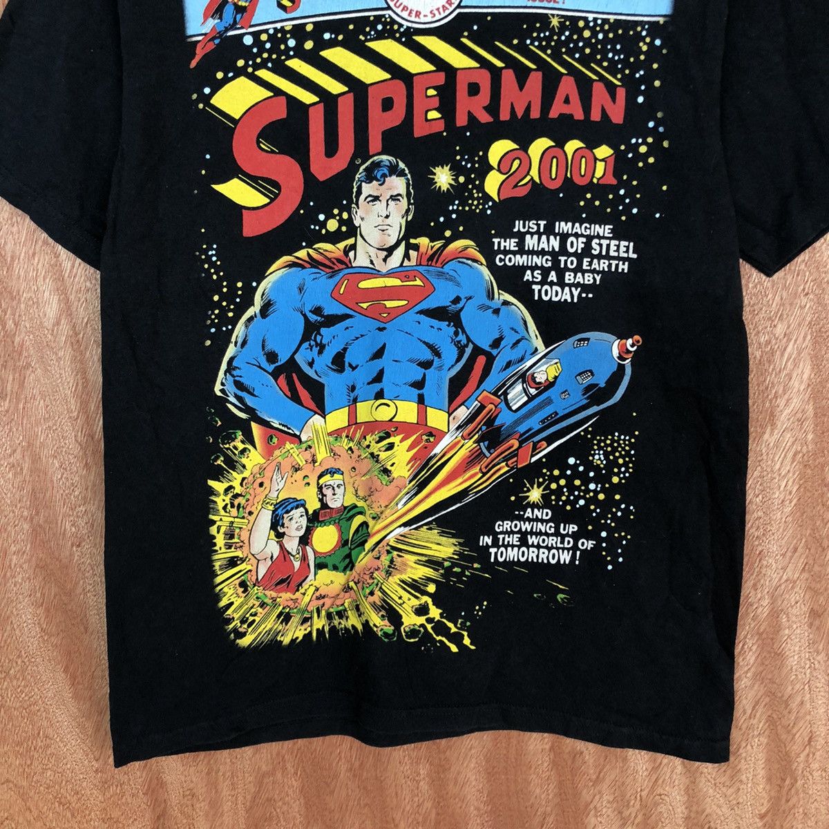 DC Comics DLL Superman vintage cartoon Black Short Sleeve Tshirt #2134 Size US M / EU 48-50 / 2 - 6 Thumbnail