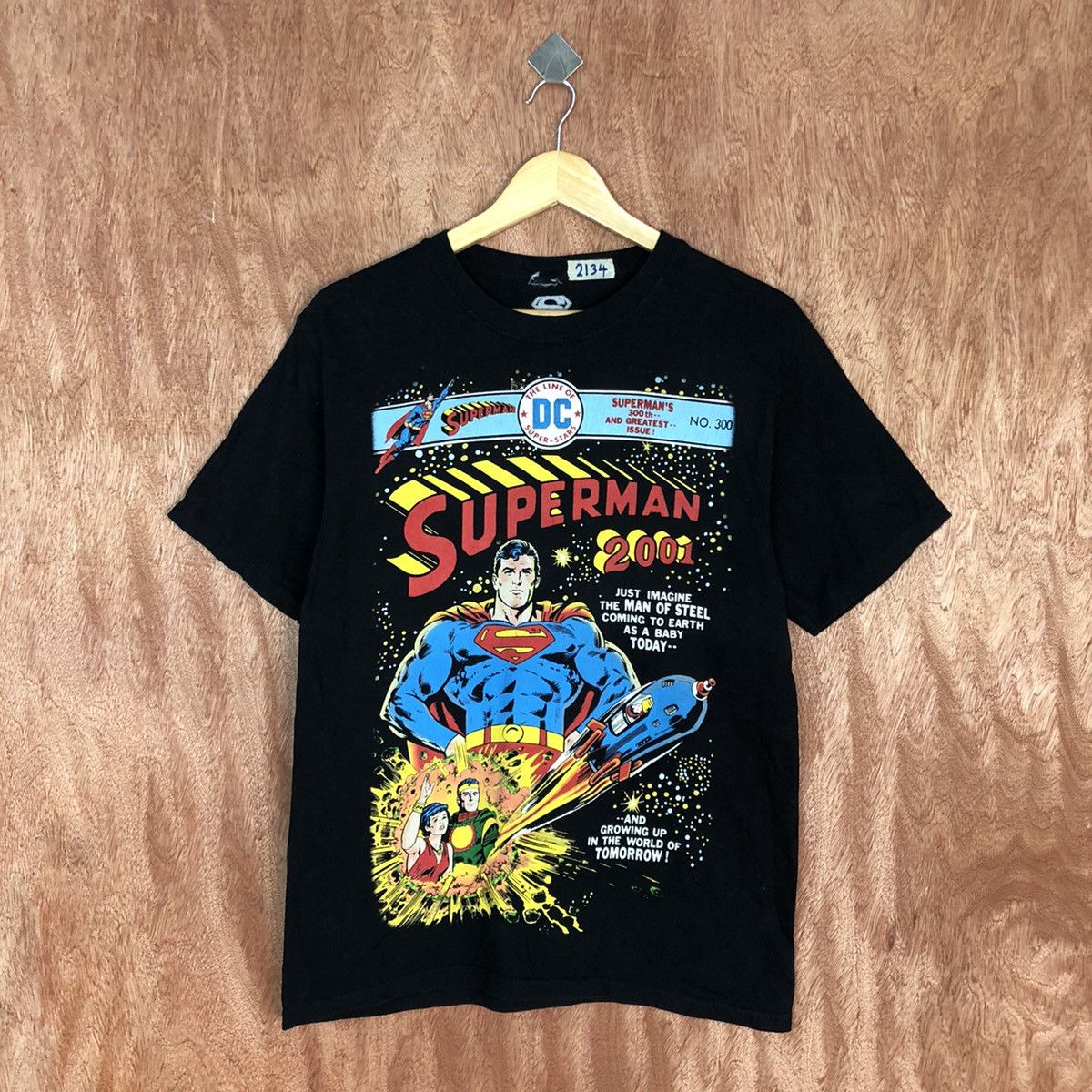 DC Comics DLL Superman vintage cartoon Black Short Sleeve Tshirt #2134 Size US M / EU 48-50 / 2 - 3 Thumbnail