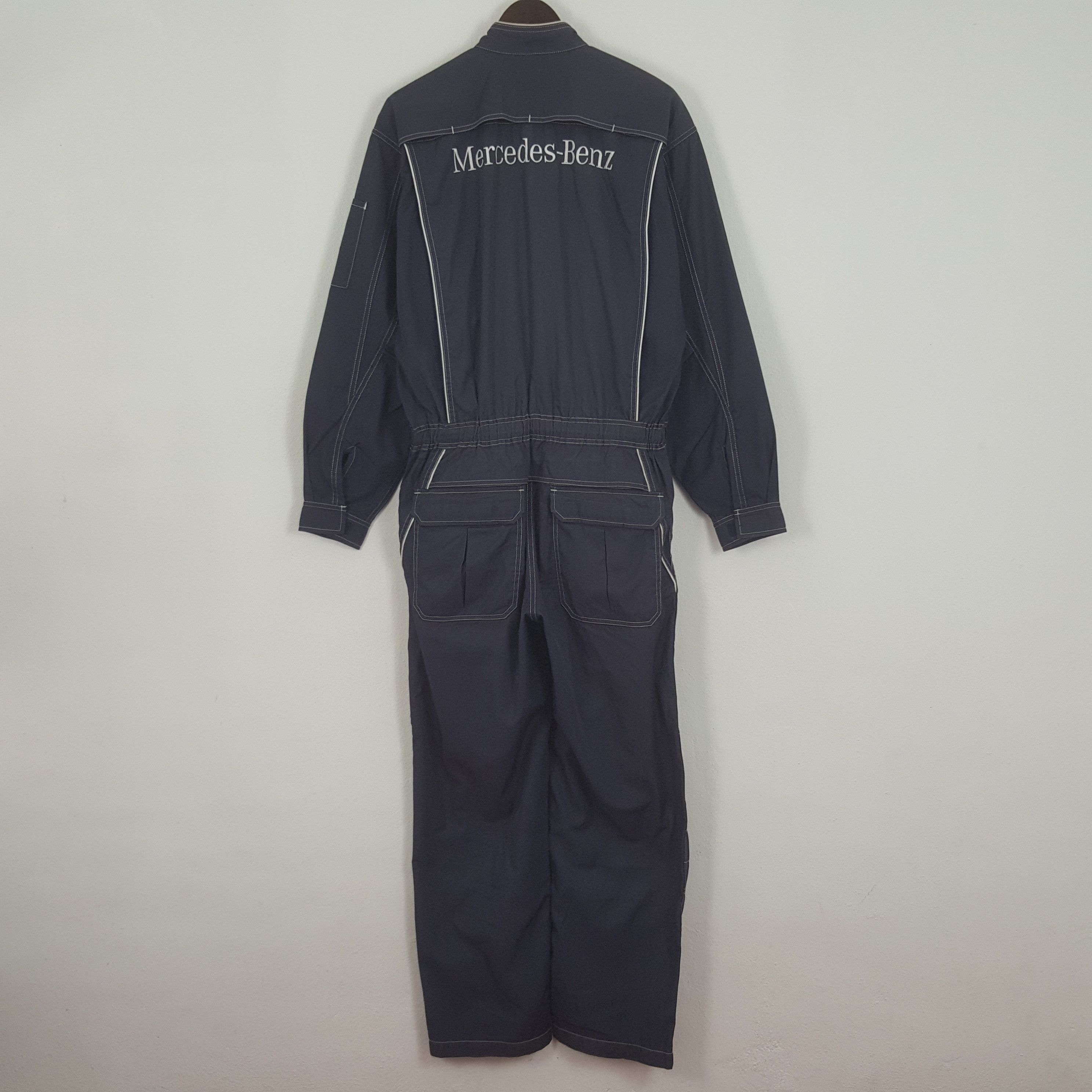 Vintage Mercedes Patchwork Logo Striped Jumpsuit good Jacket