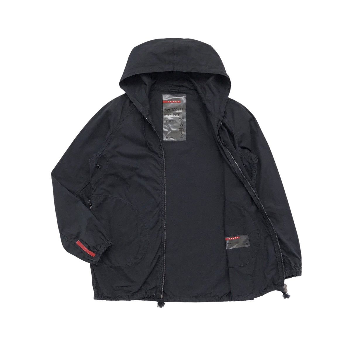 Prada Prada Sport Black Cotton Hooded Jacket Size US M / EU 48-50 / 2 - 2 Thumbnail