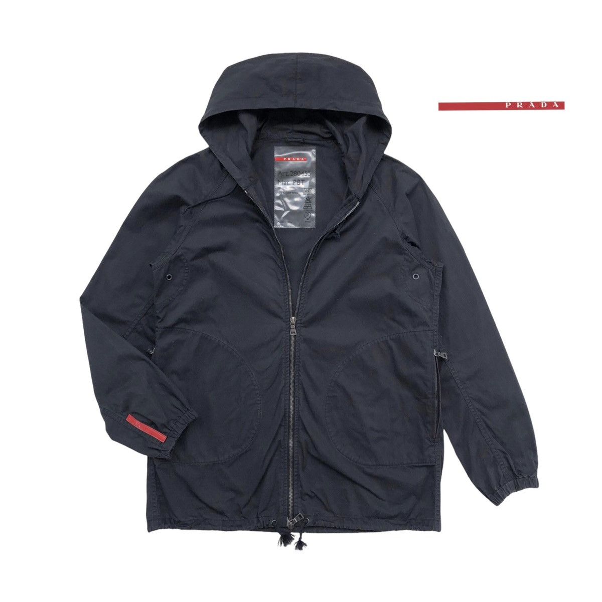 Prada Prada Sport Black Cotton Hooded Jacket Size US M / EU 48-50 / 2 - 1 Thumbnail