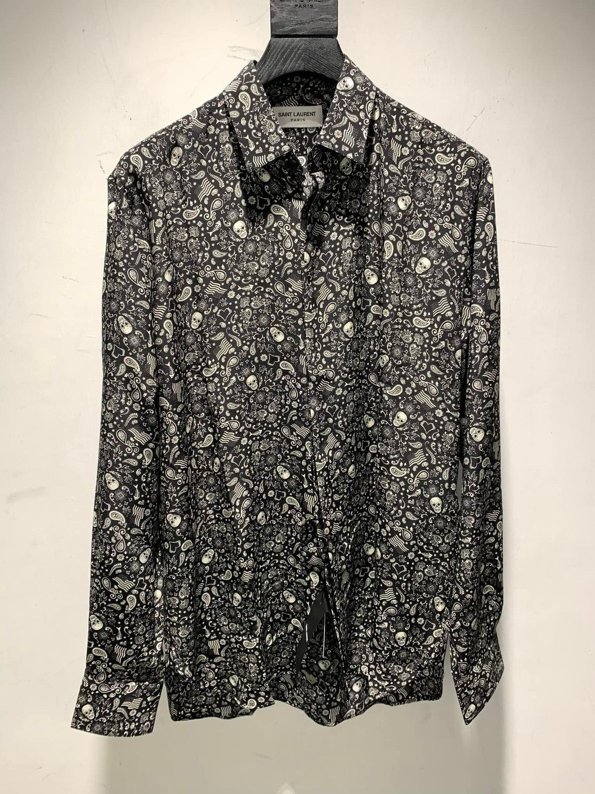 Saint Laurent Paris 19SS Skull Print Silk Shirt sz37/41 Size US M / EU 48-50 / 2 - 2 Thumbnail