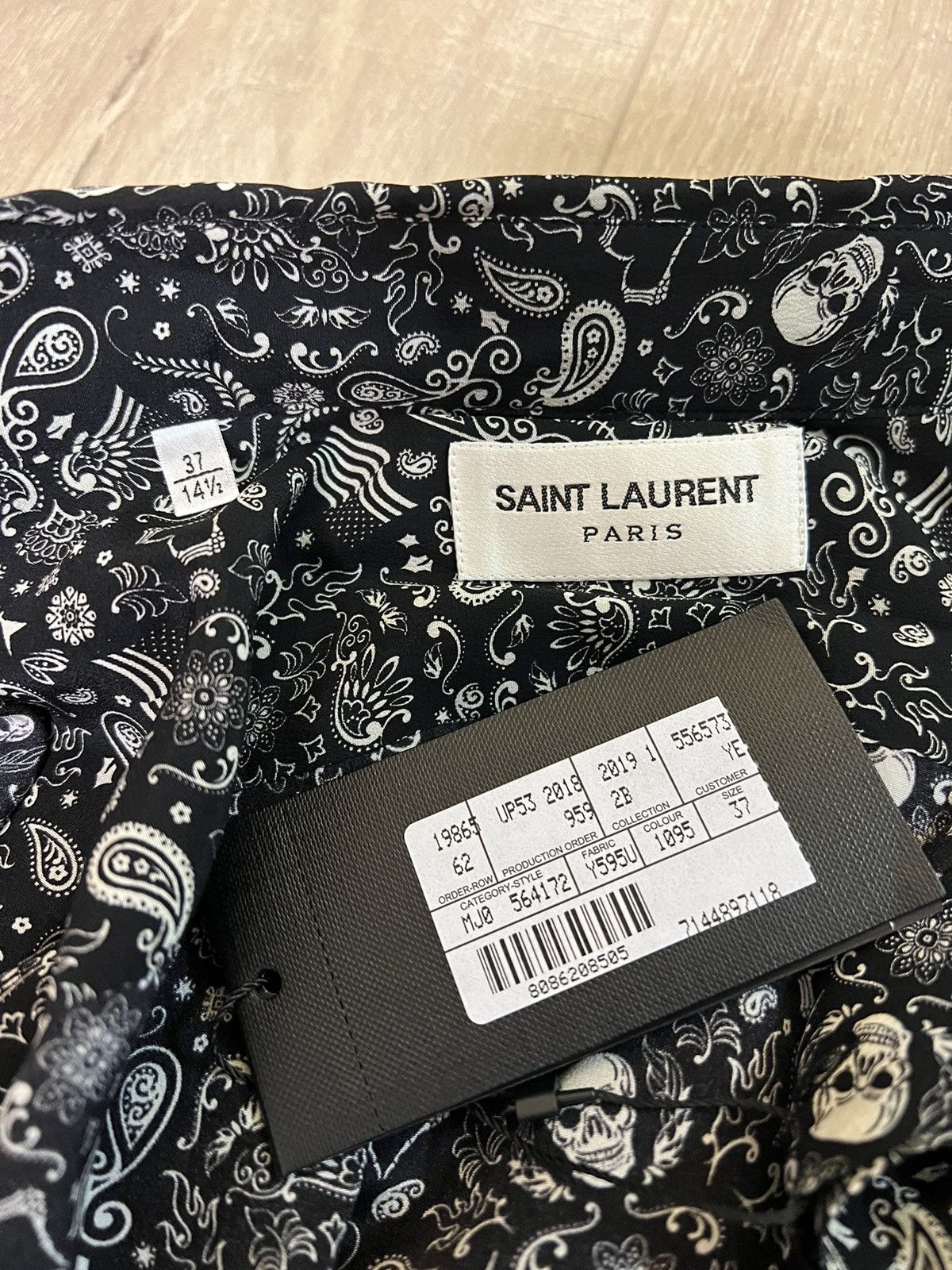 Saint Laurent Paris 19SS Skull Print Silk Shirt sz37/41 Size US M / EU 48-50 / 2 - 5 Thumbnail