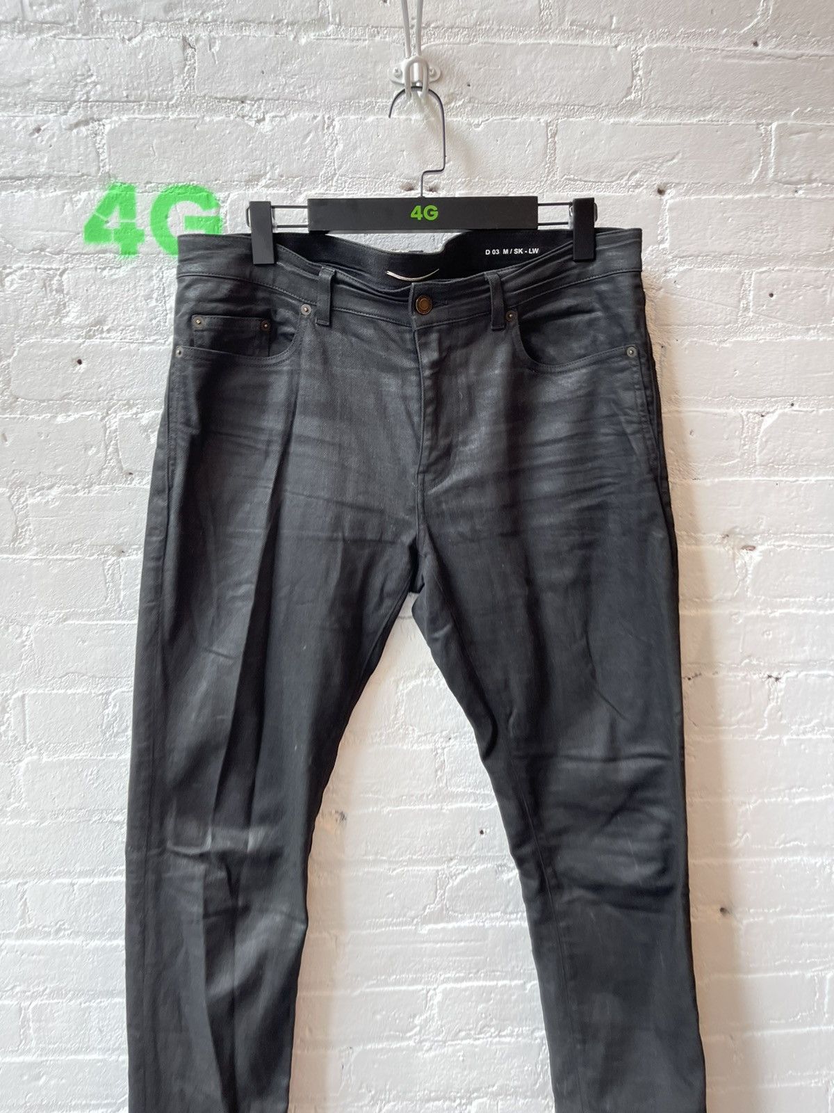 Saint Laurent Paris SLP BLACK COATED SKINNY JEANS SZ 33 Size US 33 - 2 Thumbnail