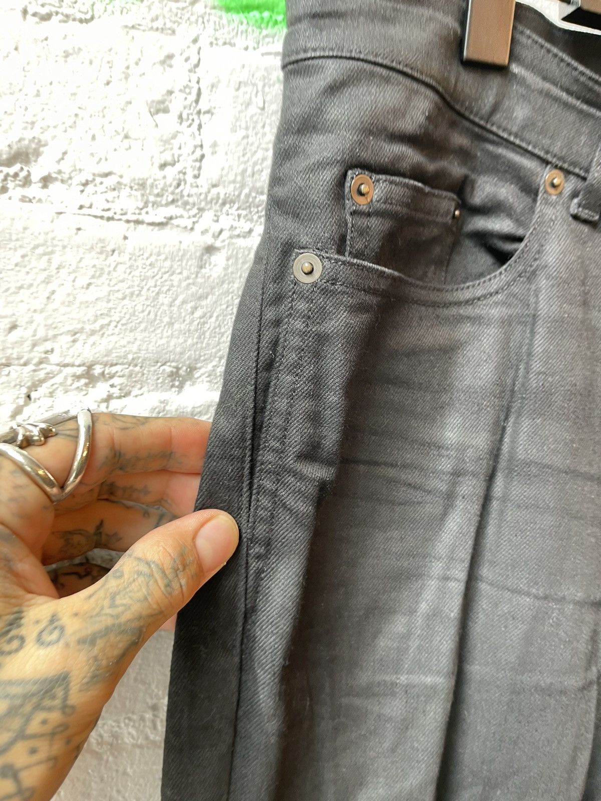 Saint Laurent Paris SLP BLACK COATED SKINNY JEANS SZ 33 Size US 33 - 5 Thumbnail