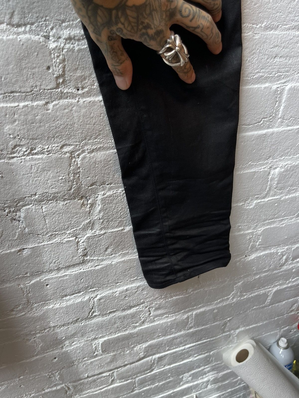 Saint Laurent Paris SLP BLACK COATED SKINNY JEANS SZ 33 Size US 33 - 6 Thumbnail