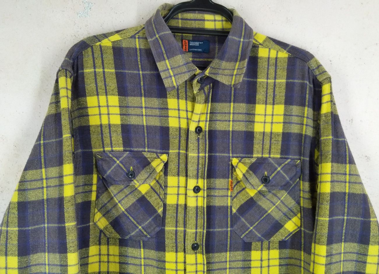 Flannel × Japanese Brand × Levi's Vintage Clothing Vintage 2001 LEVI'S Orange Tab Striped Plaid Flannel Shirt Size US S / EU 44-46 / 1 - 2 Thumbnail