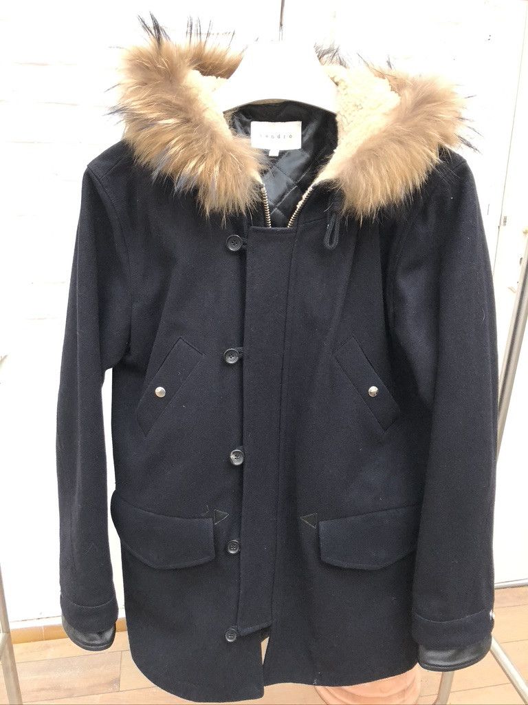 Sandro Navy Wool Parka Size US L / EU 52-54 / 3 - 1 Thumbnail