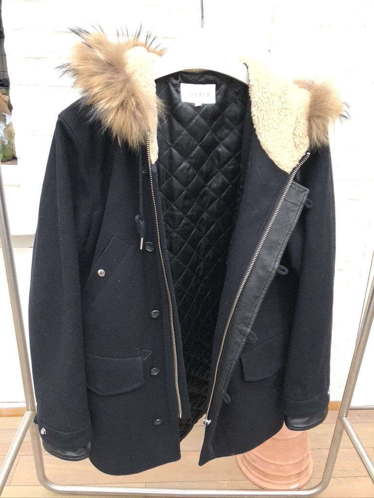 Sandro Navy Wool Parka Size US L / EU 52-54 / 3 - 4 Thumbnail