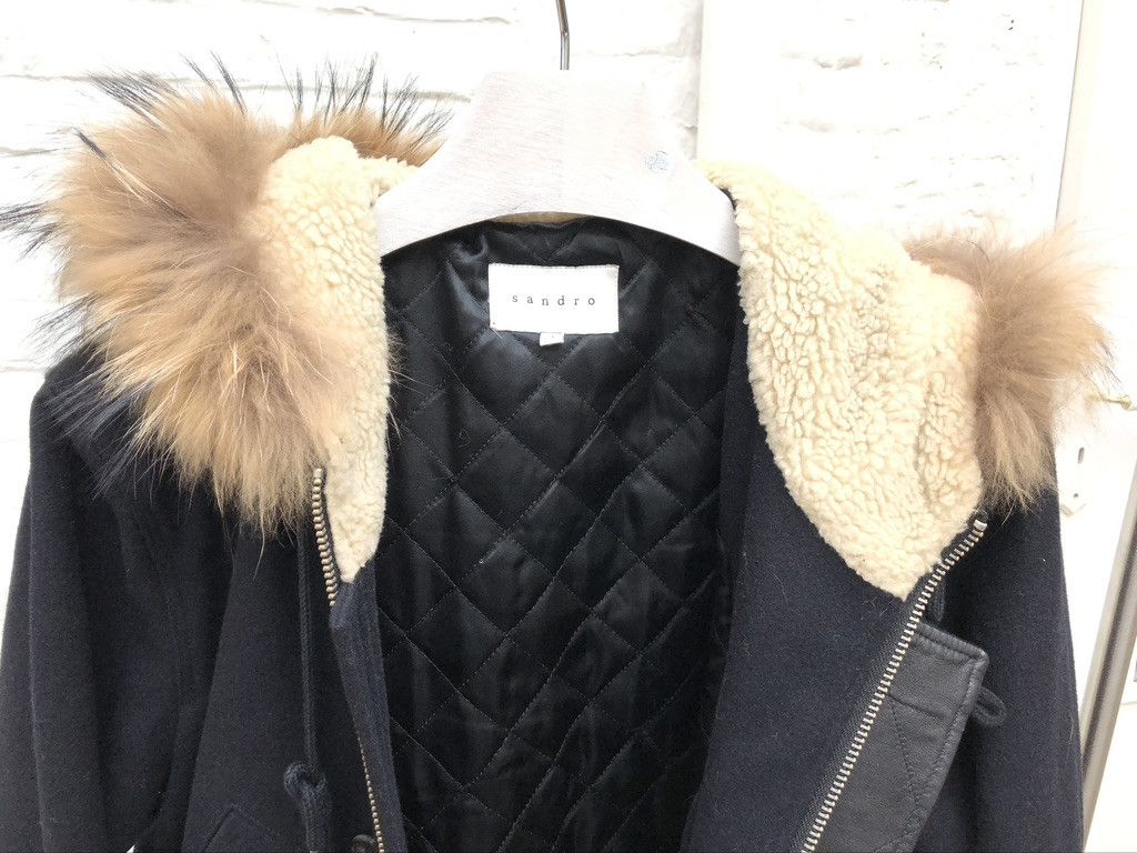 Sandro Navy Wool Parka Size US L / EU 52-54 / 3 - 3 Thumbnail