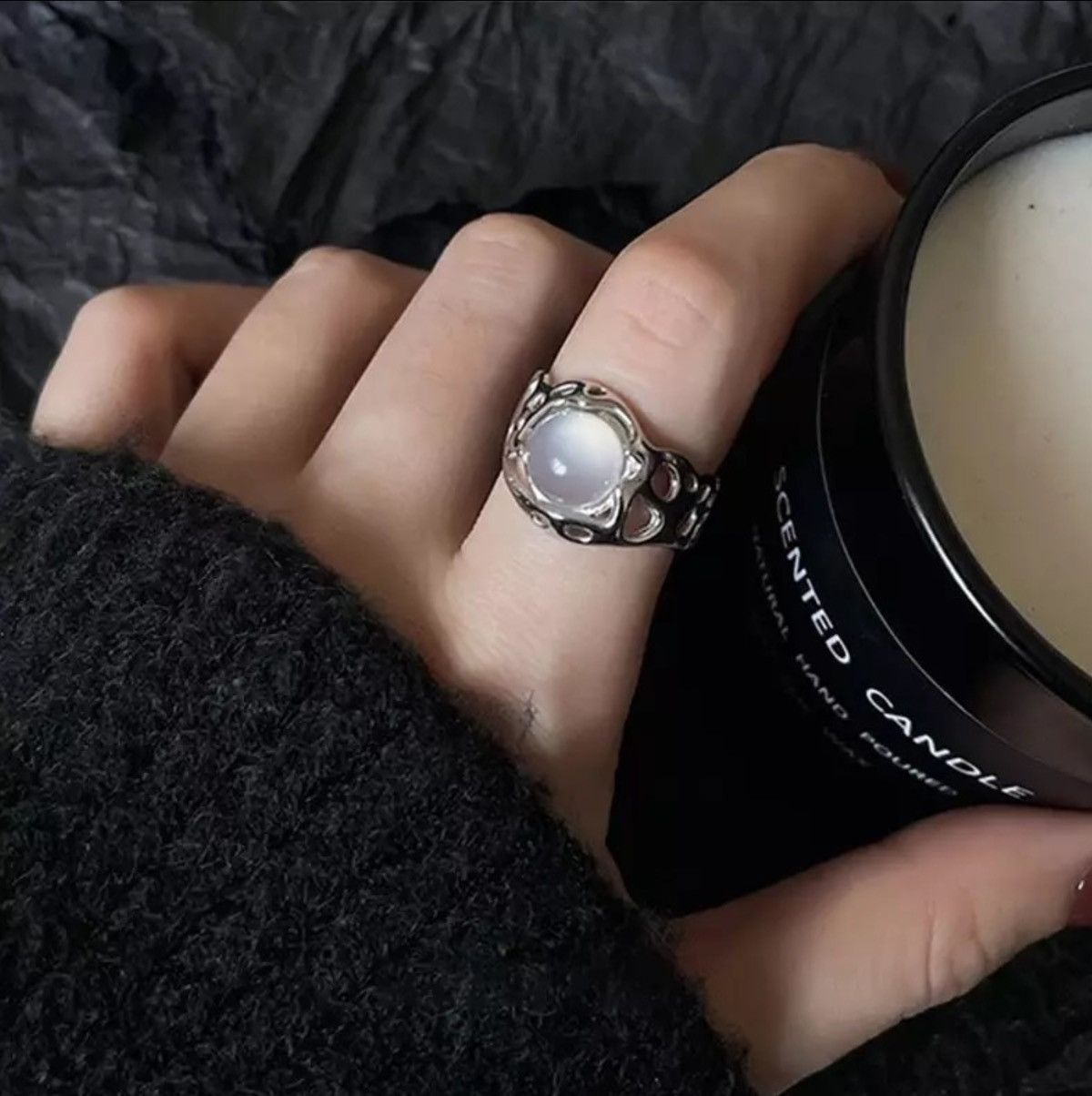 Handmade × Jewelry Electro Stone Ring Size ONE SIZE - 1 Thumbnail