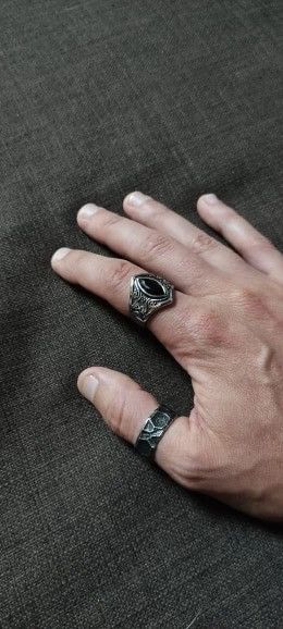 Jewelry × Vintage Black Stone Carved Ring Size ONE SIZE - 3 Thumbnail