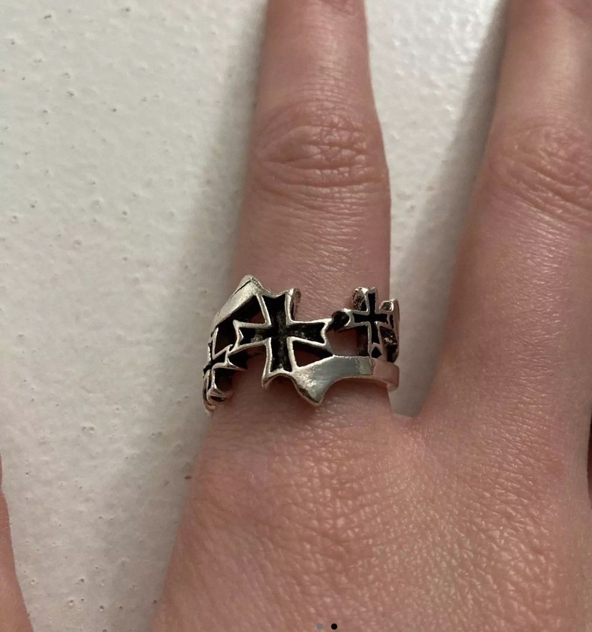 Vintage Gothic Repeat Cross Ring Silver Grunge Punk Black Jewelry Size ONE SIZE - 2 Thumbnail