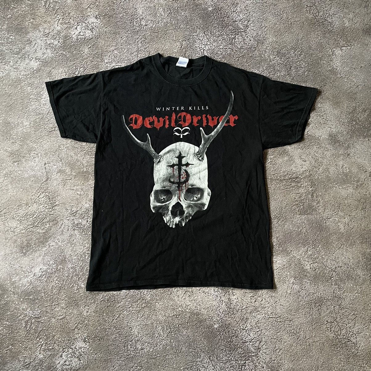 Vintage Vintage Y2K Devil Driver Graphic Tee Faded Black Goth Boxy L Size US L / EU 52-54 / 3 - 2 Thumbnail