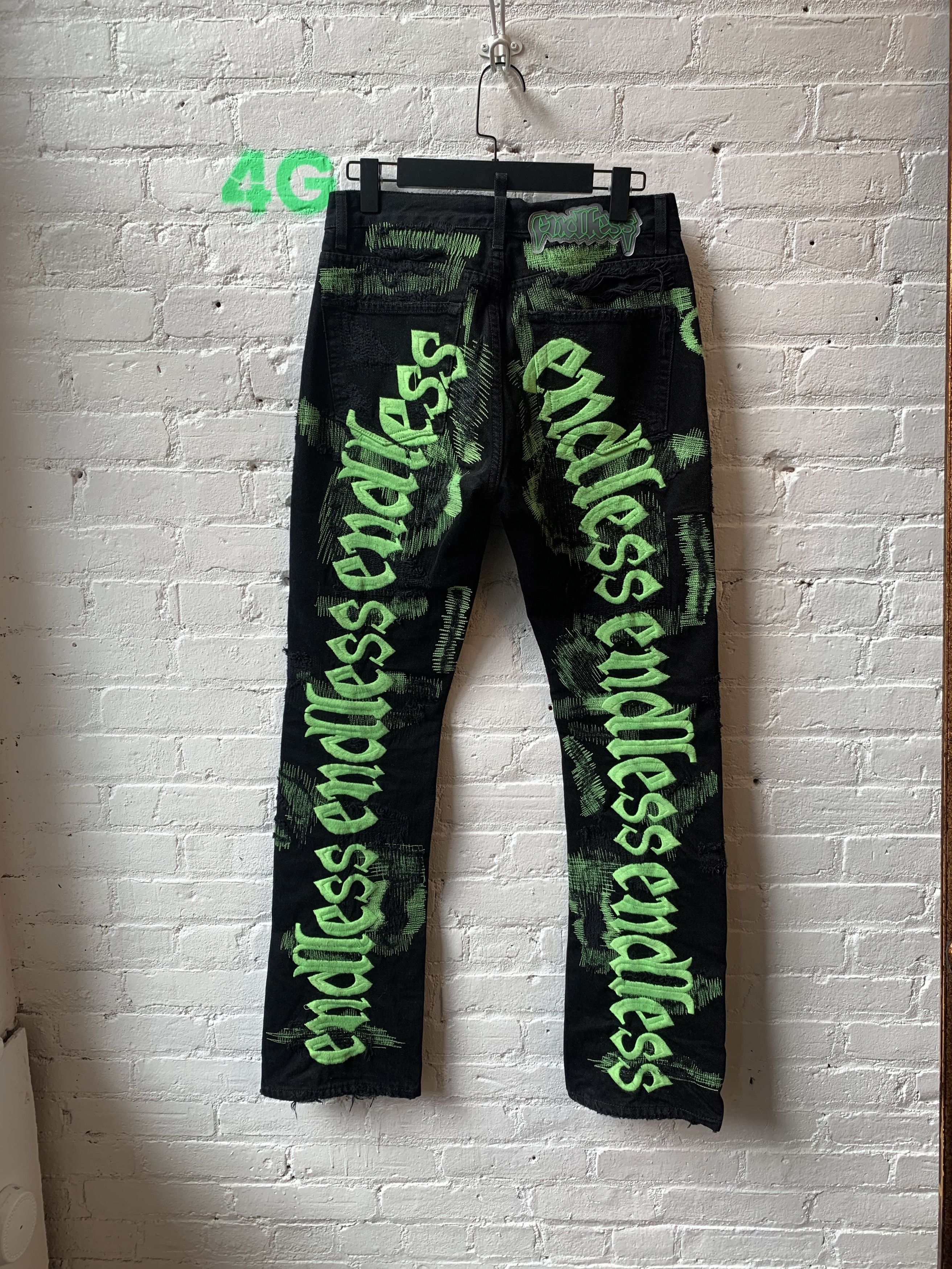 image of Vlone Endless Bari Black W/ Green Scab Denim, Men's (Size 30)