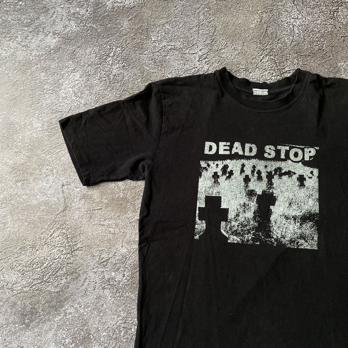 Vintage Vintage 90s Dead Stop Graphic Tee Faded Black Goth Baggy M Size US M / EU 48-50 / 2 - 4 Thumbnail