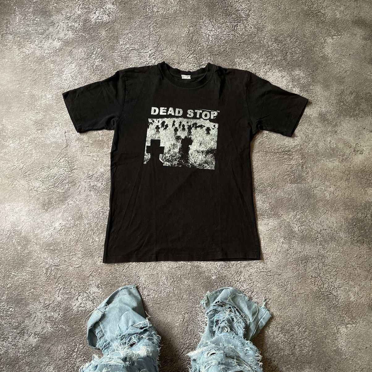 Vintage Vintage 90s Dead Stop Graphic Tee Faded Black Goth Baggy M Size US M / EU 48-50 / 2 - 1 Thumbnail
