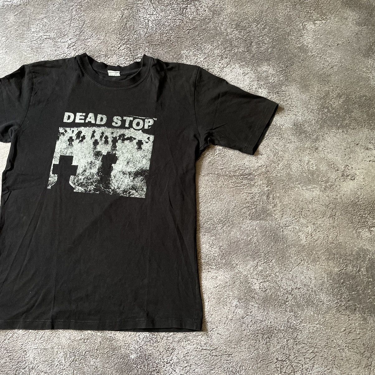 Vintage Vintage 90s Dead Stop Graphic Tee Faded Black Goth Baggy M Size US M / EU 48-50 / 2 - 3 Thumbnail