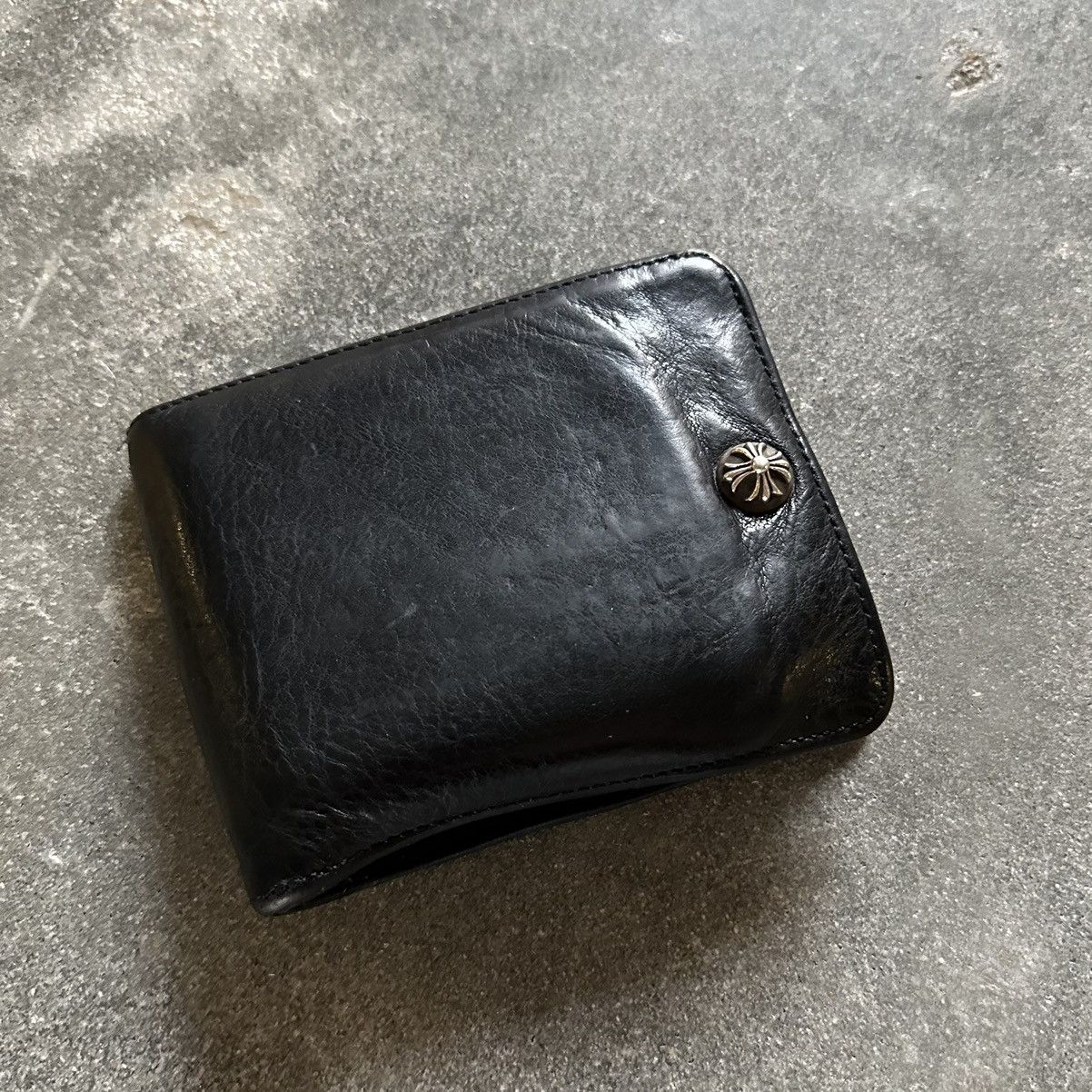 Pre-owned 1snap Leather Bifold Wallet In Black