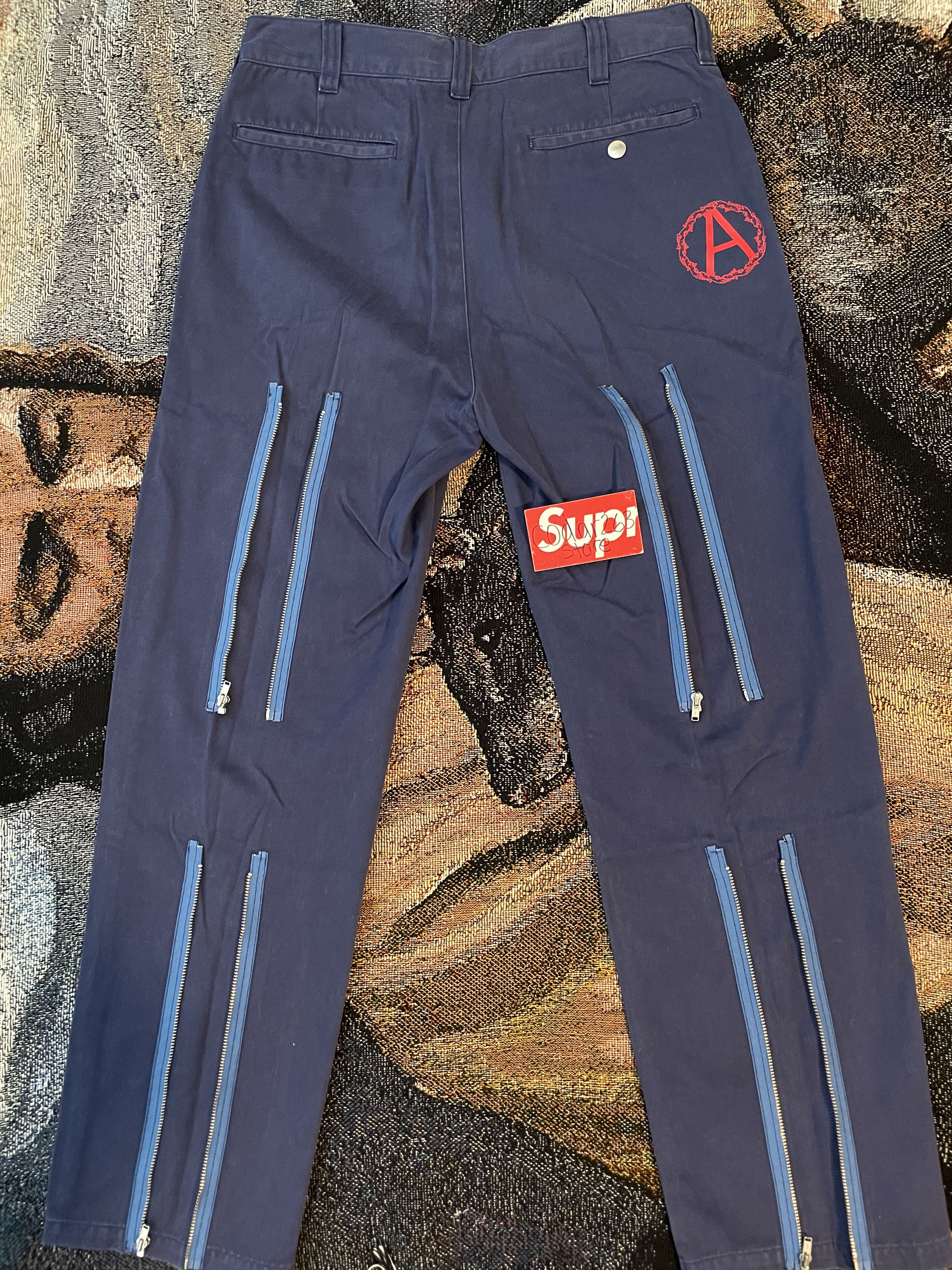 image of Anarchy Bondage Work Pants Fw16 Supreme Undercover Navy Blue, Men's (Size 30)