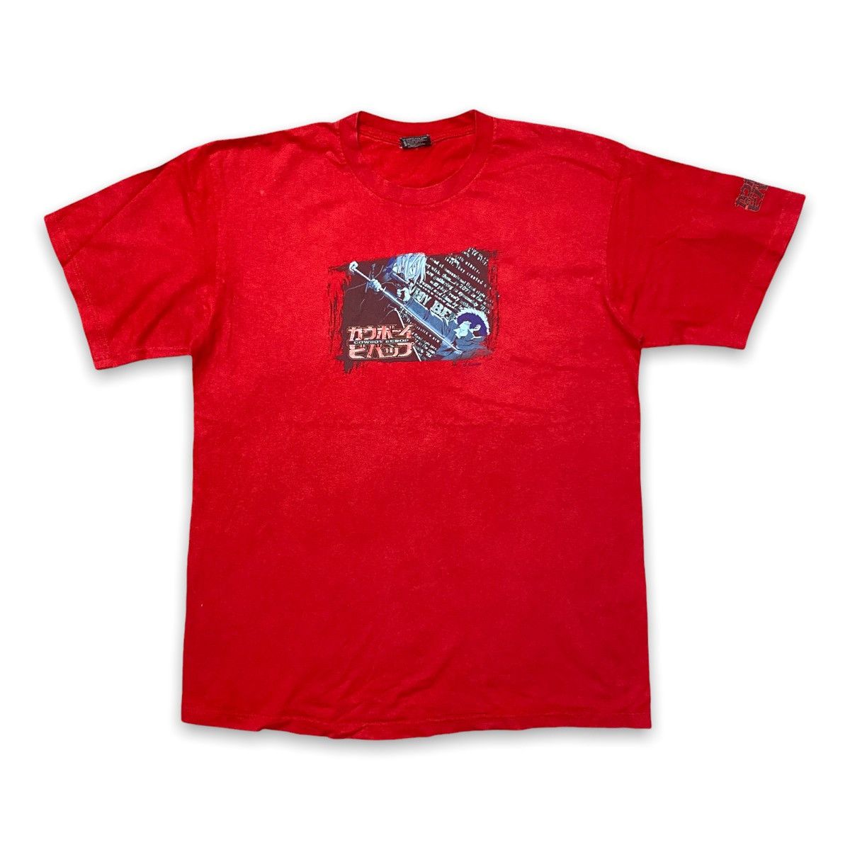 image of Cartoon Network x Vintage Cowboy Bebop Anime Manga T Shirt Sunrise in Red, Men's (Size XL)