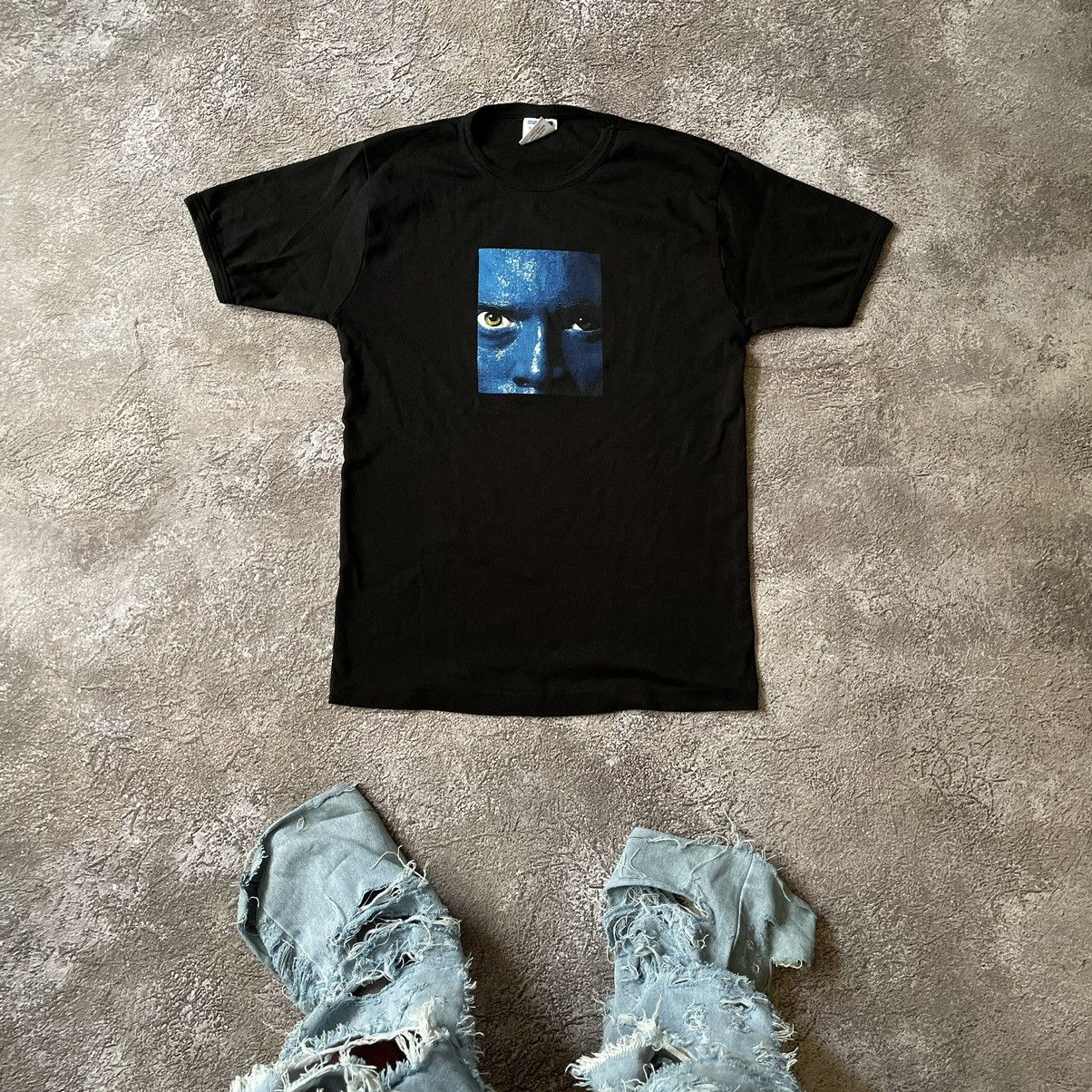Vintage Y2K BLUE Tee FACE DEAD Cross Skulls M
