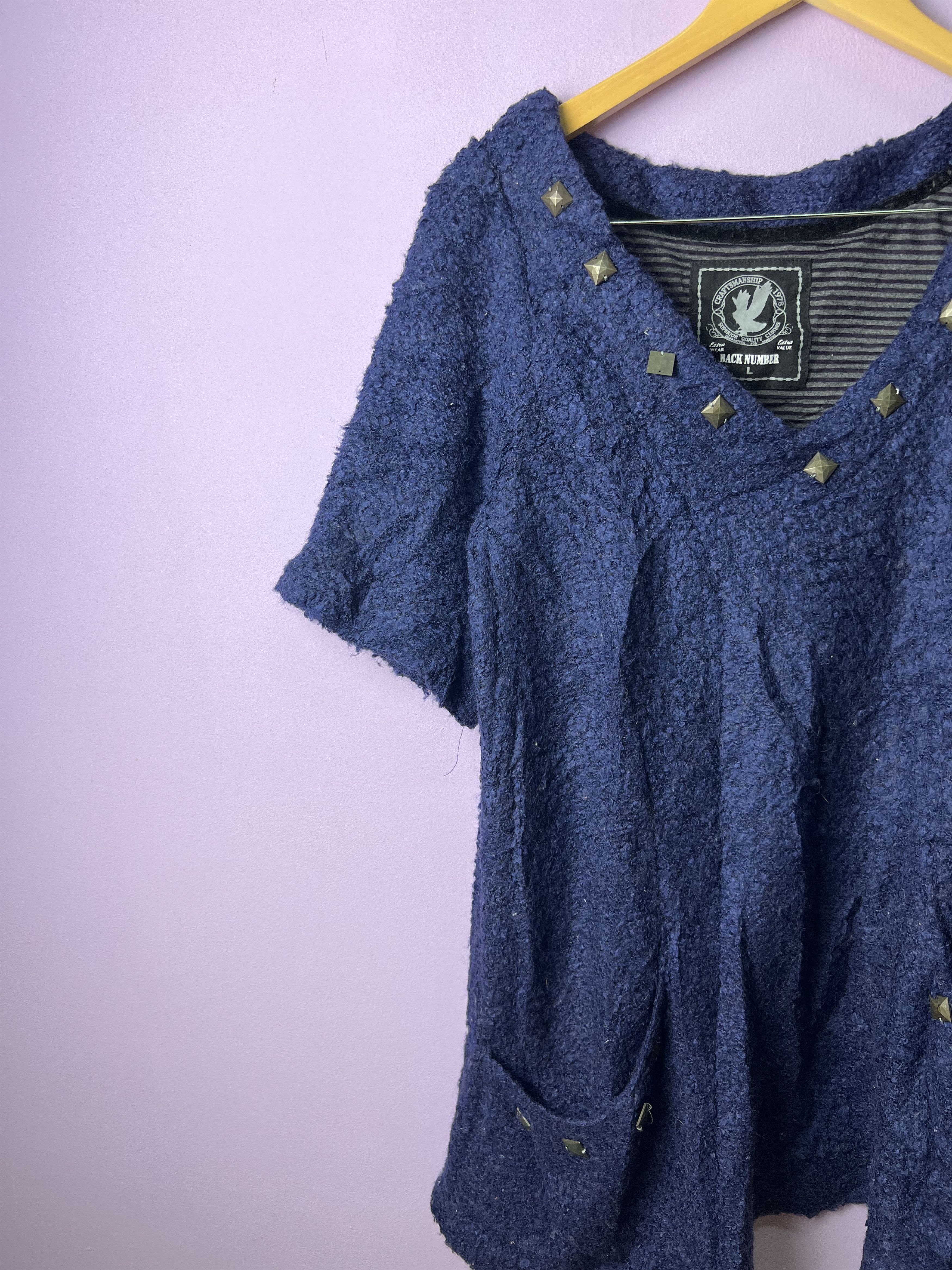 Beauty Beast 🔥Vintage Back Number Mohair Pocket Tees Size US M / EU 48-50 / 2 - 4 Thumbnail