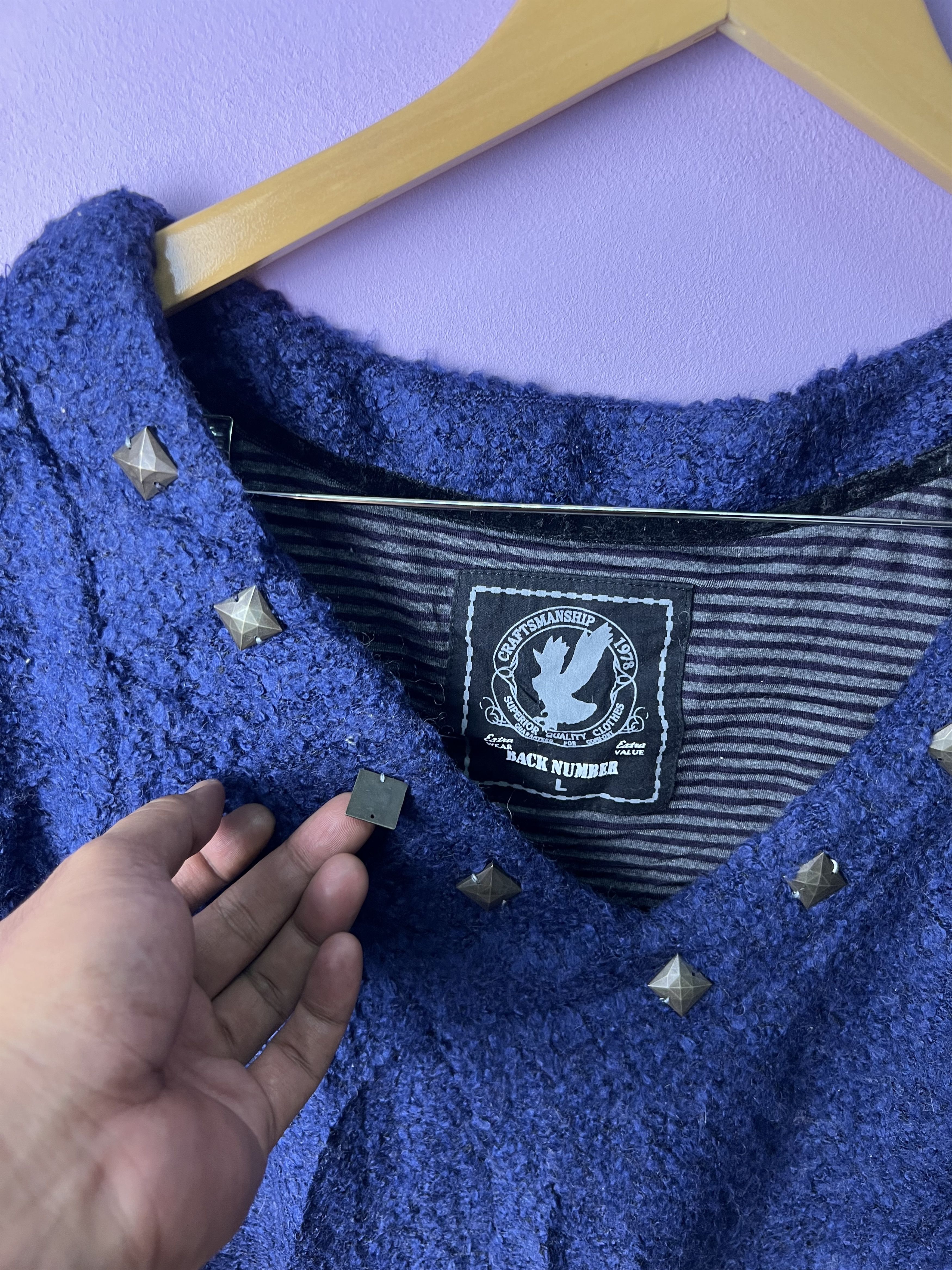 Beauty Beast 🔥Vintage Back Number Mohair Pocket Tees Size US M / EU 48-50 / 2 - 8 Thumbnail