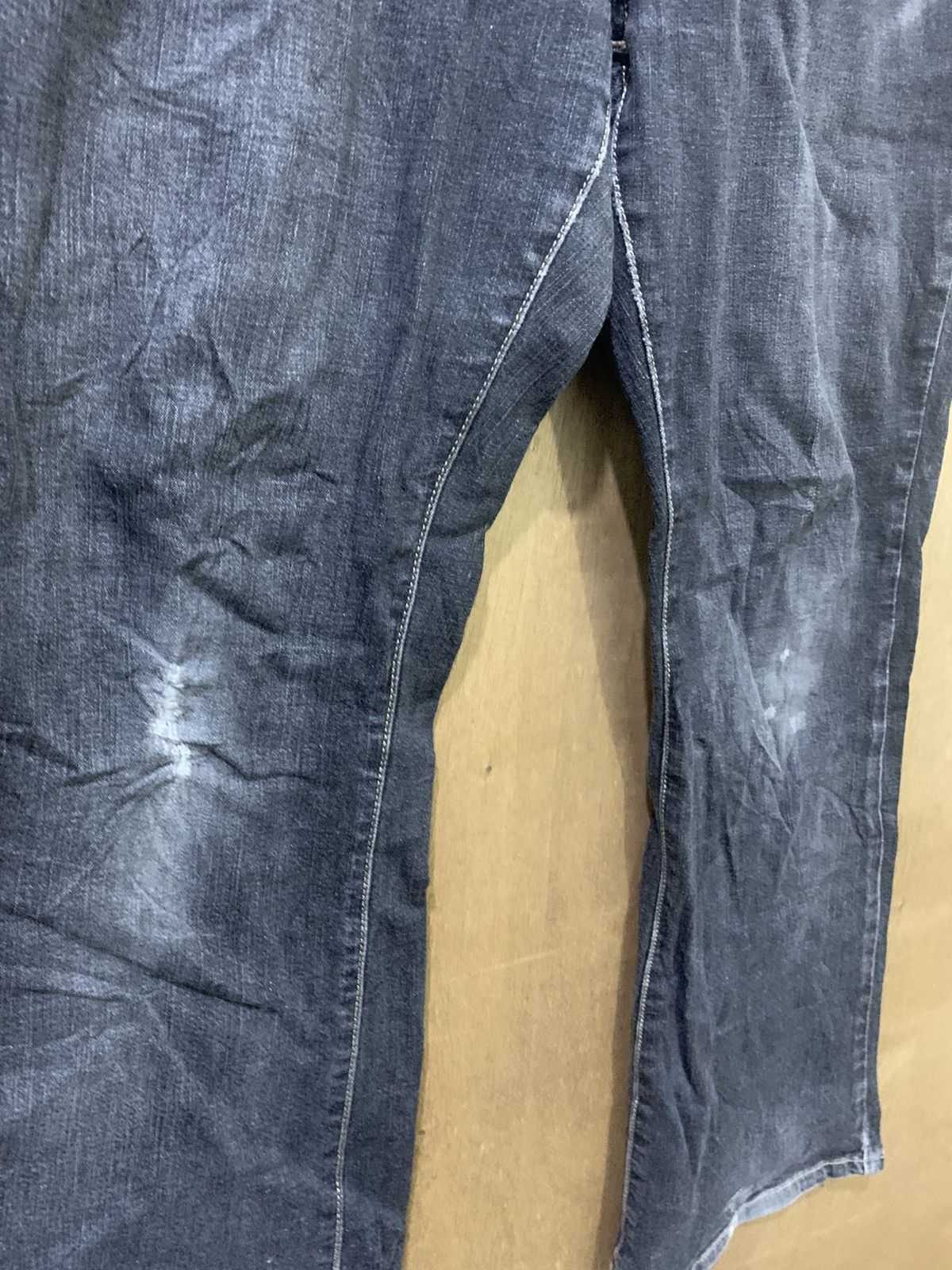Japanese Brand TOPVALU 90s Women Flare Bootcut Distressed Denim Jeans Pant Size 32" / US 10 / IT 46 - 8 Thumbnail