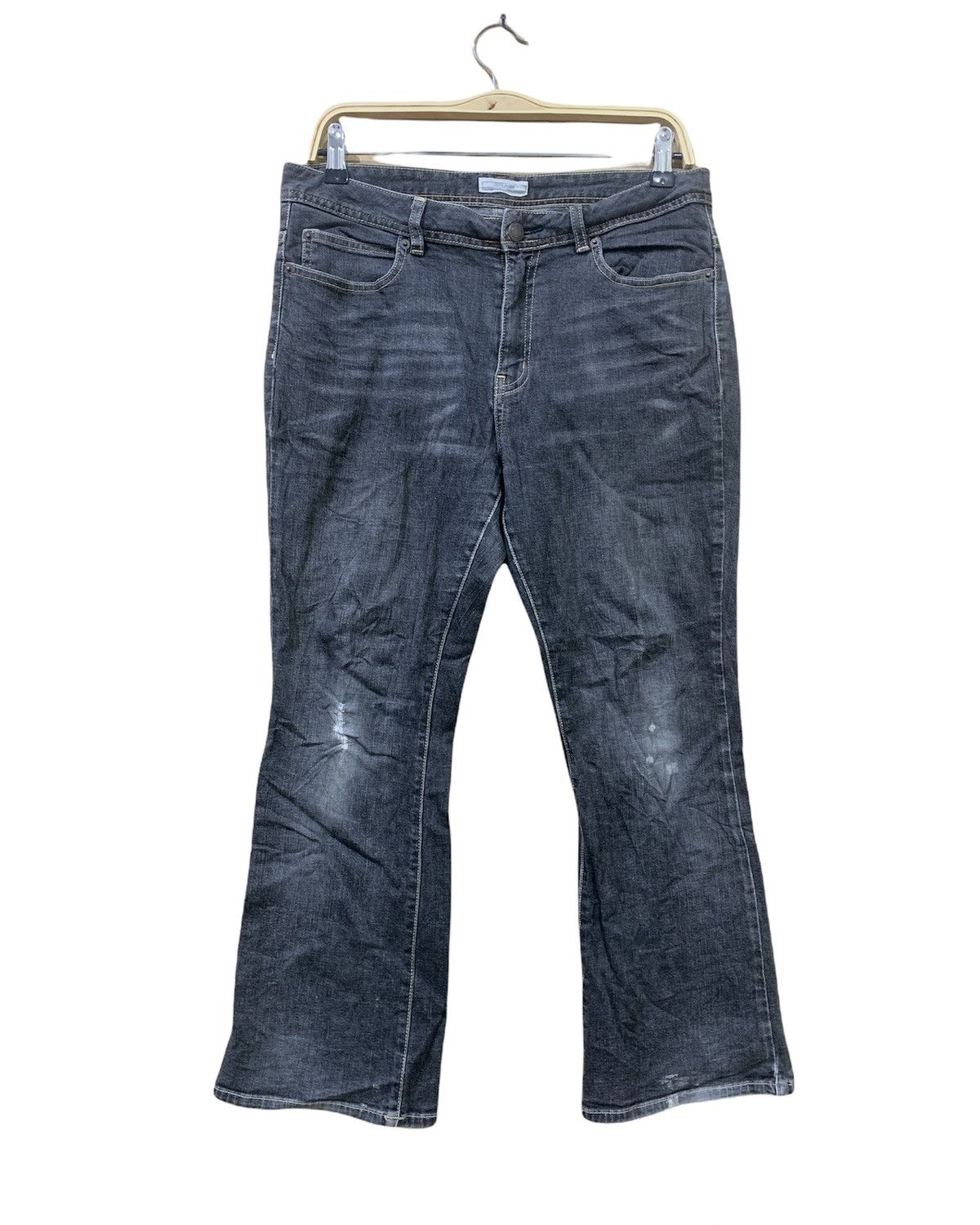 Japanese Brand TOPVALU 90s Women Flare Bootcut Distressed Denim Jeans Pant Size 32" / US 10 / IT 46 - 1 Thumbnail