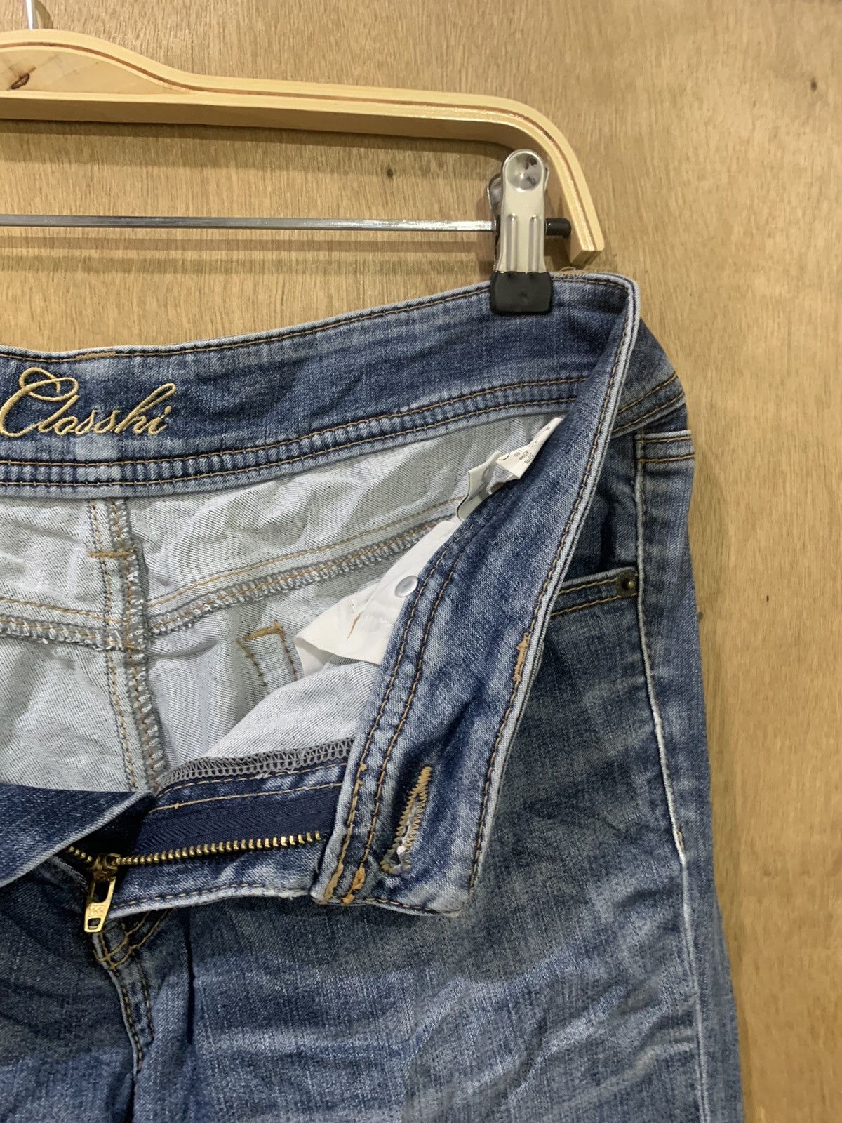 Japanese Brand CLOSSHI Women Slimfit Skinny Stonewash Indigo Denim Jeans Size 31" - 15 Thumbnail