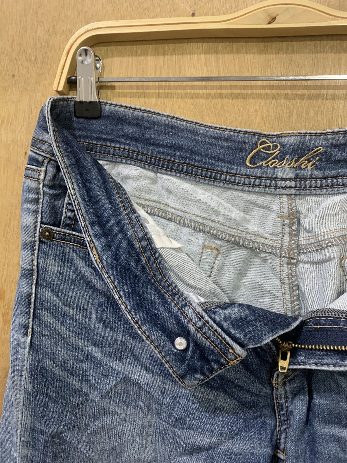 Japanese Brand CLOSSHI Women Slimfit Skinny Stonewash Indigo Denim Jeans Size 31" - 14 Thumbnail