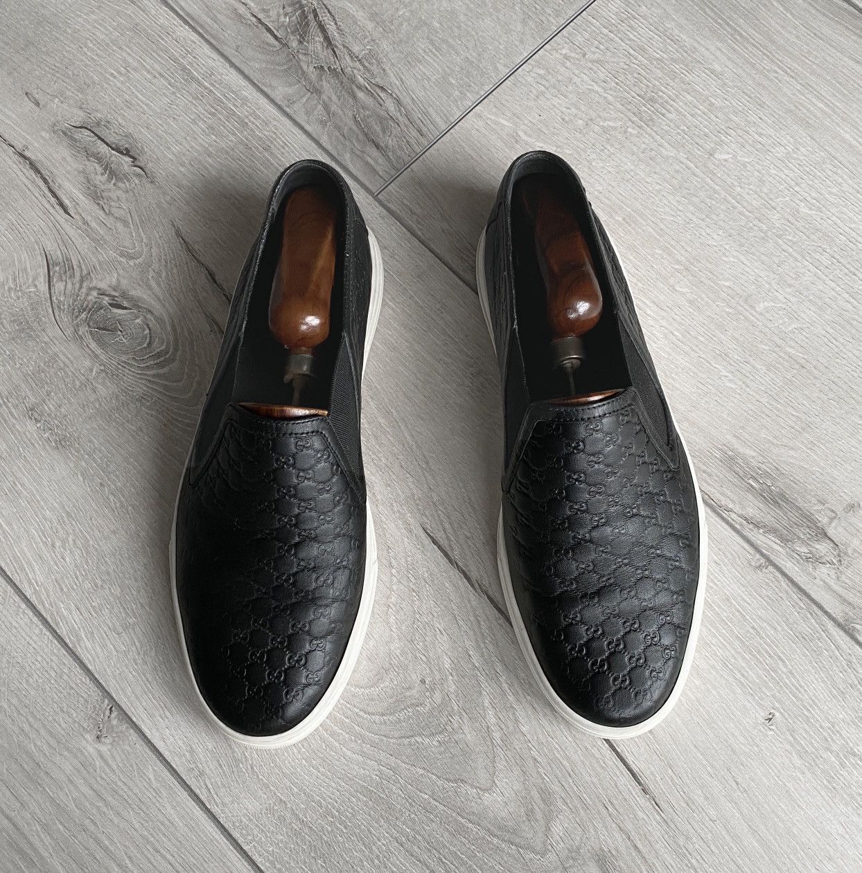 Gucci Gucci GG Low Black Leather Slip On Shoes Sneakers Size US 8 / EU 41 - 2 Thumbnail