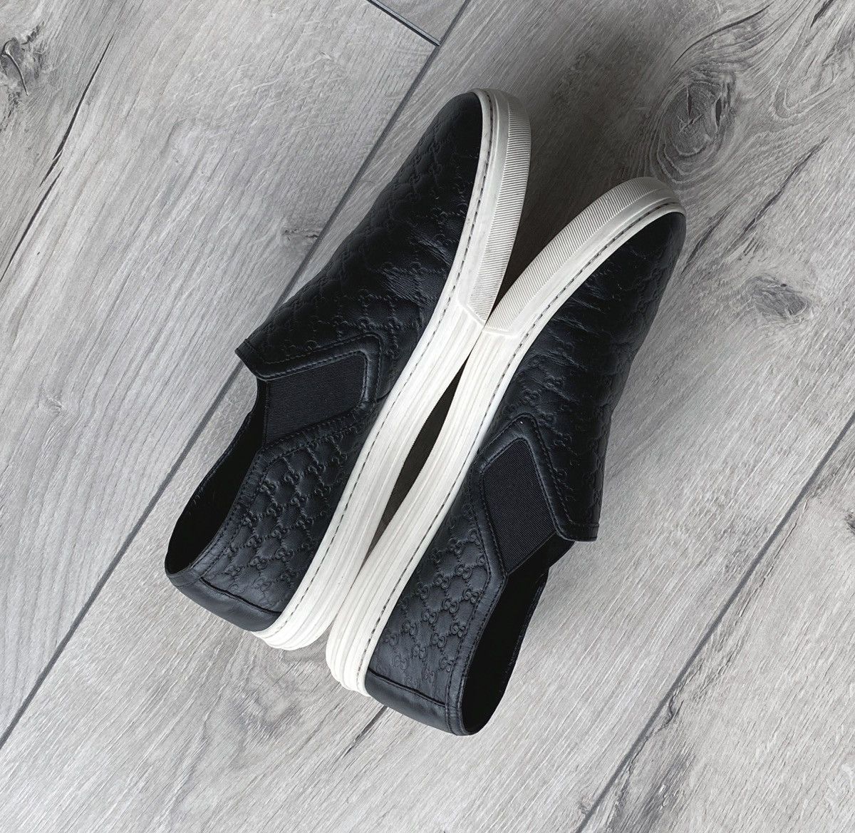 Gucci Gucci GG Low Black Leather Slip On Shoes Sneakers Size US 8 / EU 41 - 1 Thumbnail