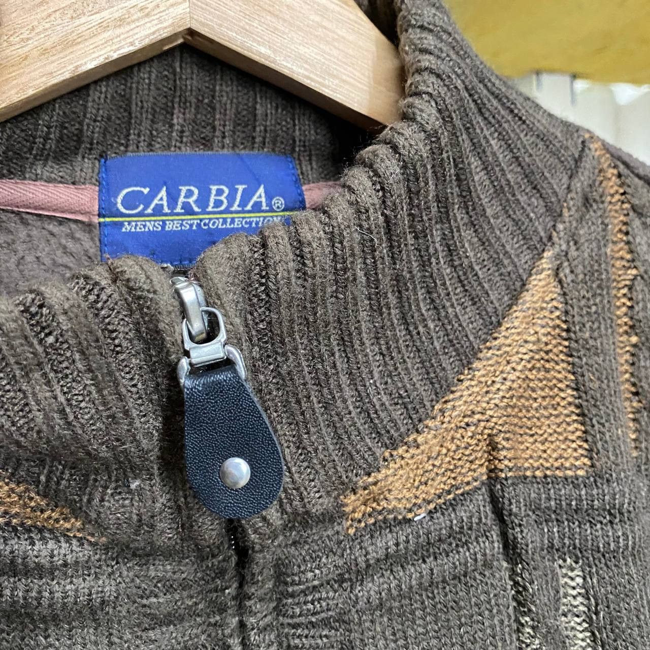 Japanese Brand × Vintage Vintage CARBIA Knit Sweater Zipper Knitting Pattern Size US L / EU 52-54 / 3 - 4 Thumbnail