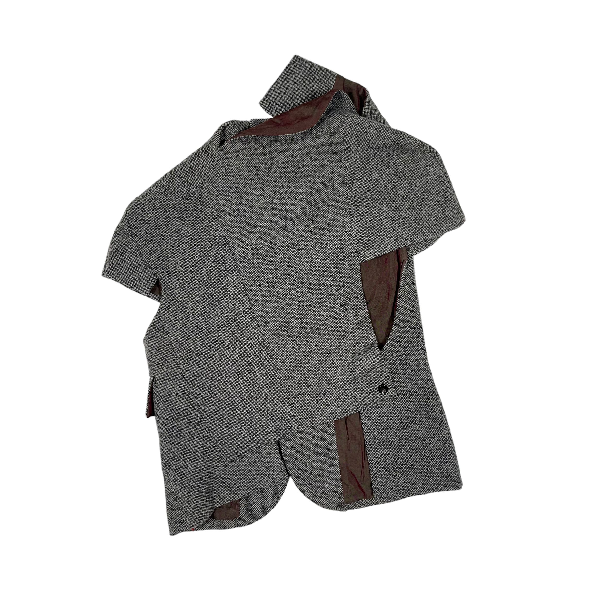 Comme des Garcons × Junya Watanabe Junya Watanabe 1993 Runway Asymmetric Patchwork Wool Vest Size US XS / EU 42 / 0 - 6 Thumbnail