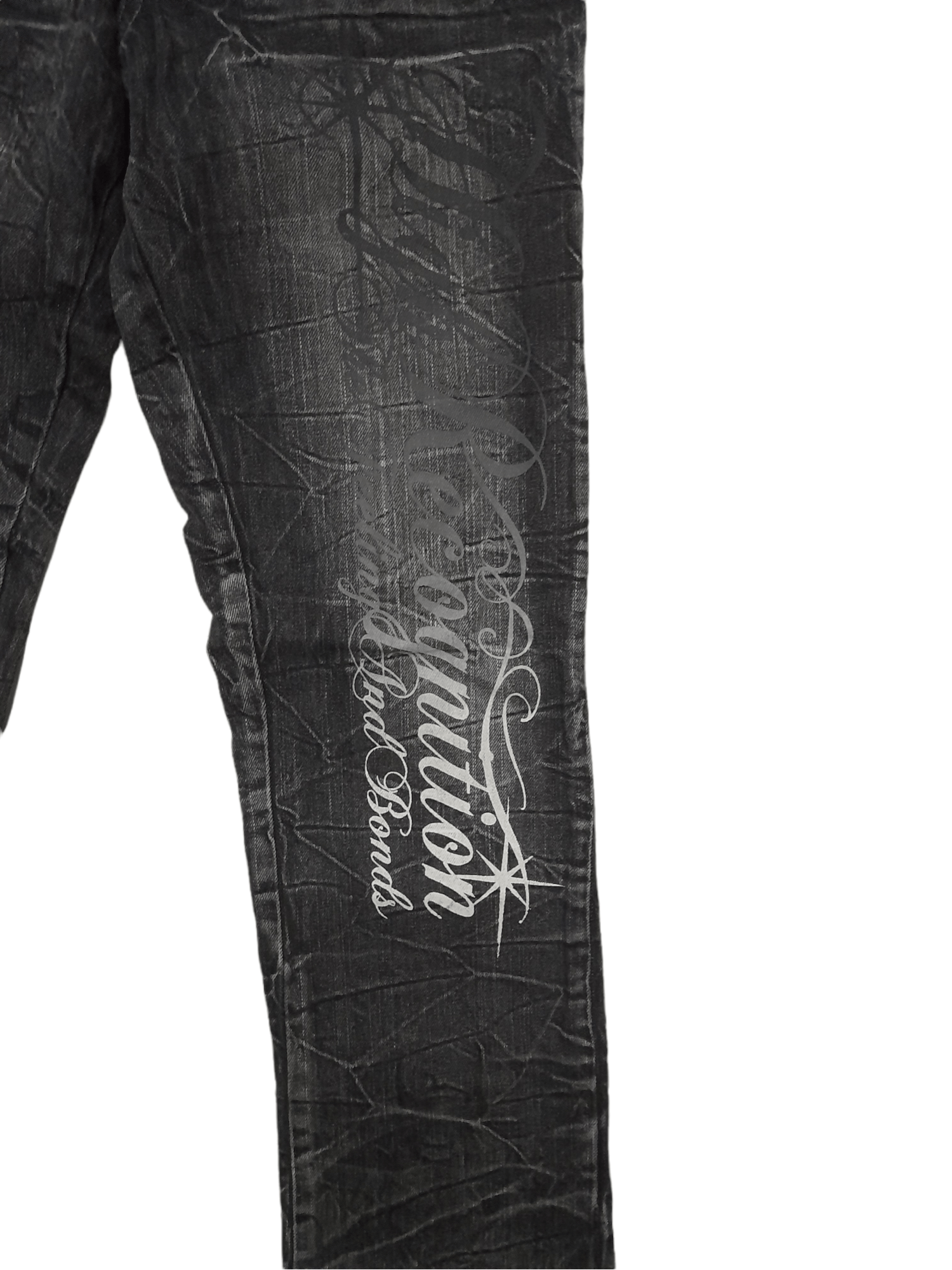 Bones Wild Life Skull Bones Distressed Denim Punk (E165) W28 Size US 28 / EU 44 - 3 Thumbnail