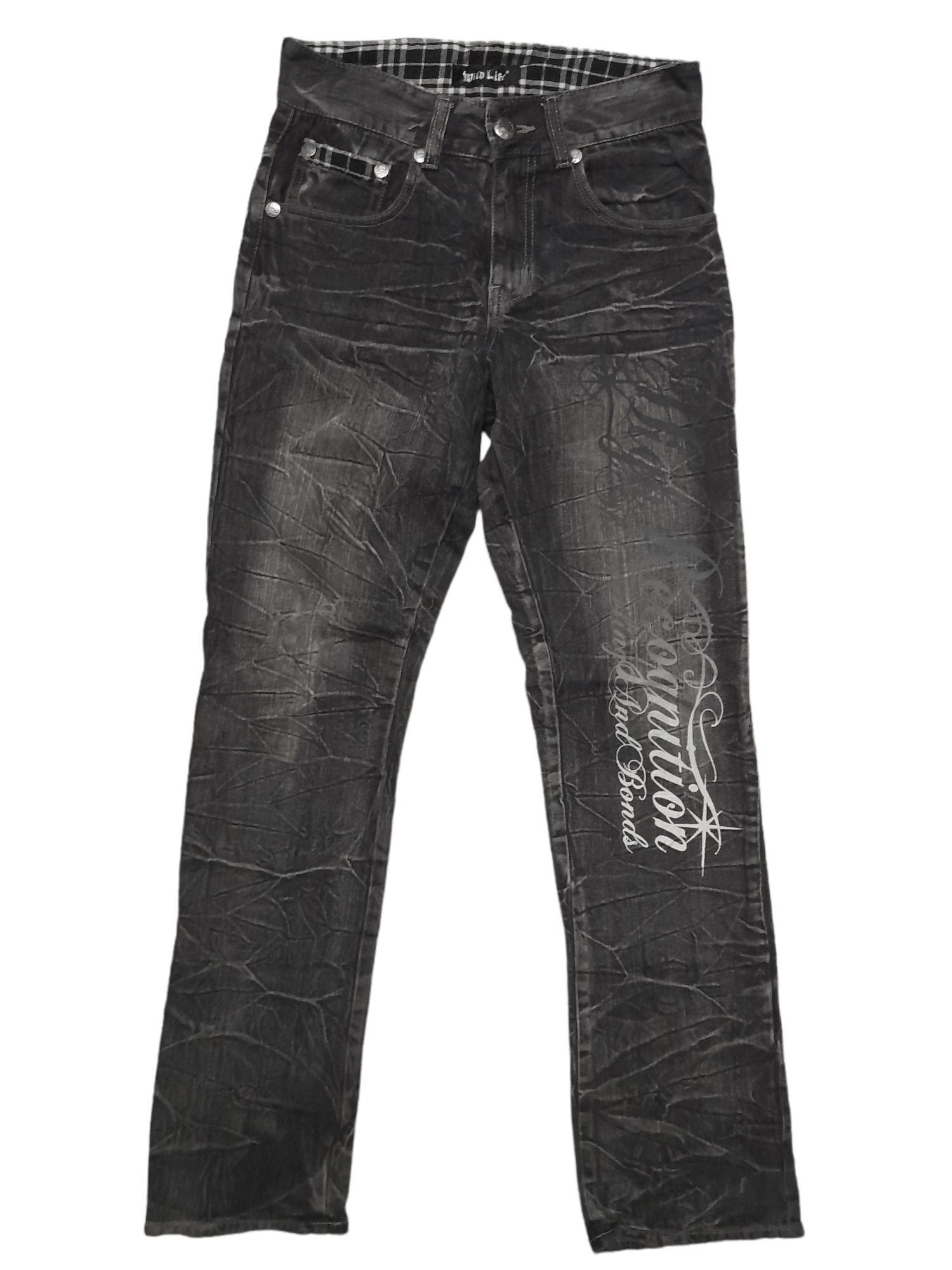 Bones Wild Life Skull Bones Distressed Denim Punk (E165) W28 Size US 28 / EU 44 - 1 Thumbnail