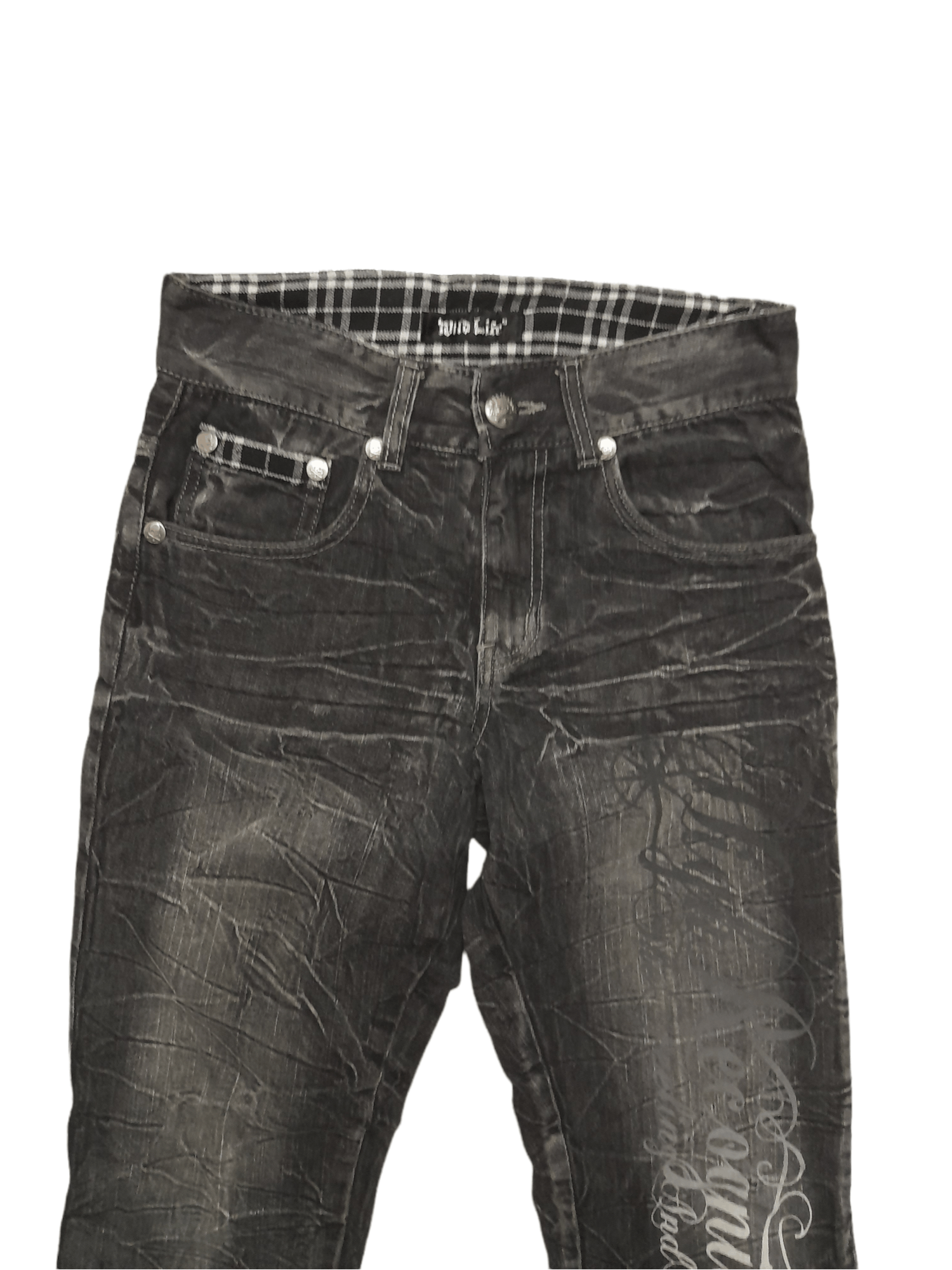 Bones Wild Life Skull Bones Distressed Denim Punk (E165) W28 Size US 28 / EU 44 - 2 Thumbnail