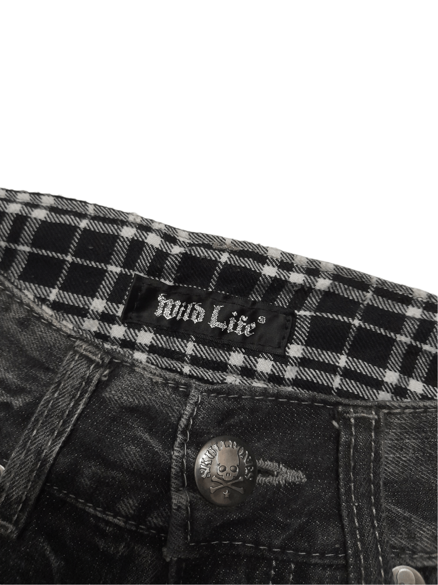 Bones Wild Life Skull Bones Distressed Denim Punk (E165) W28 Size US 28 / EU 44 - 4 Thumbnail