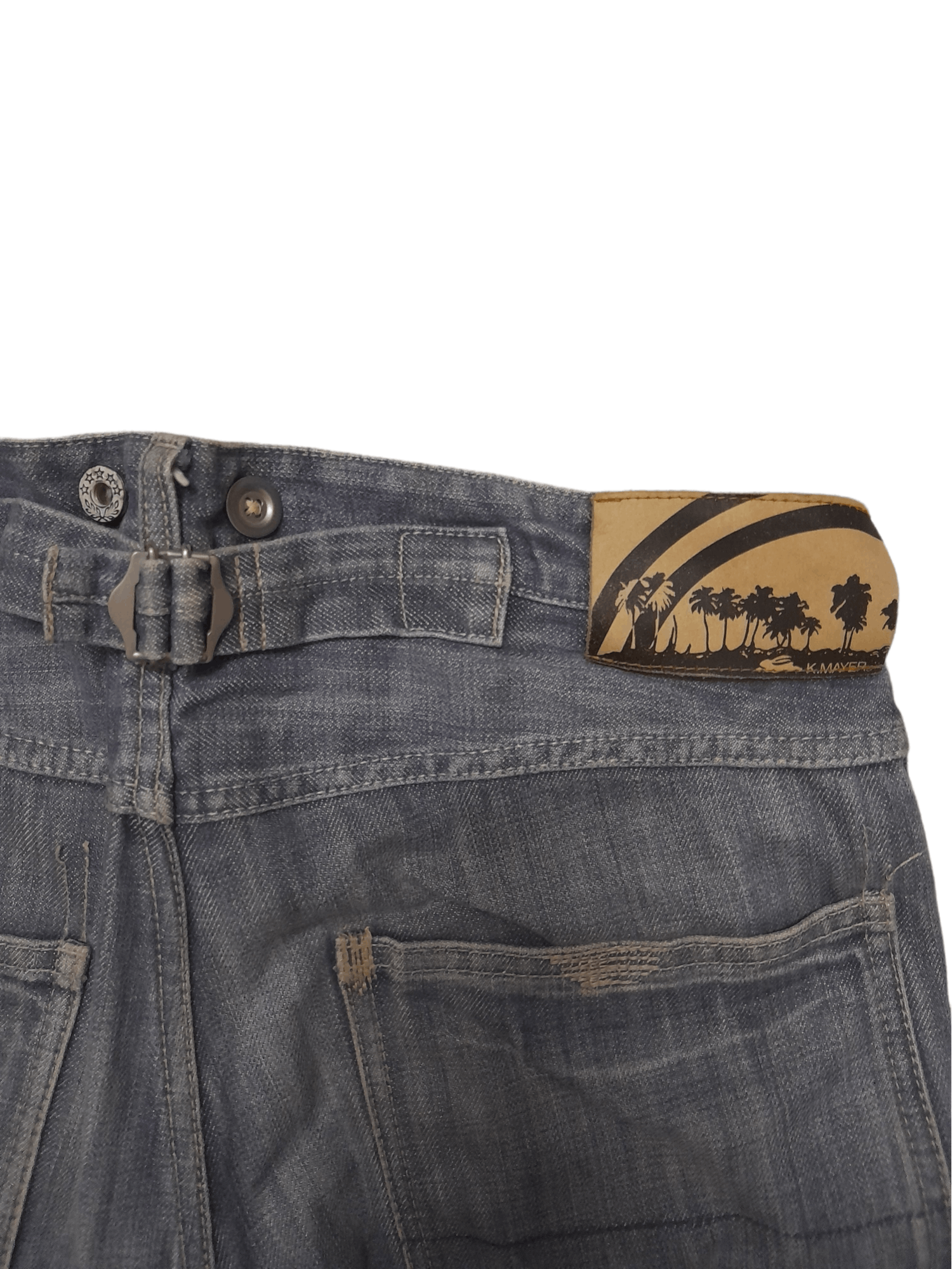 Japanese Brand K. Mayer Asdic Distressed Patch Denim (E168) Size US 31 - 7 Thumbnail