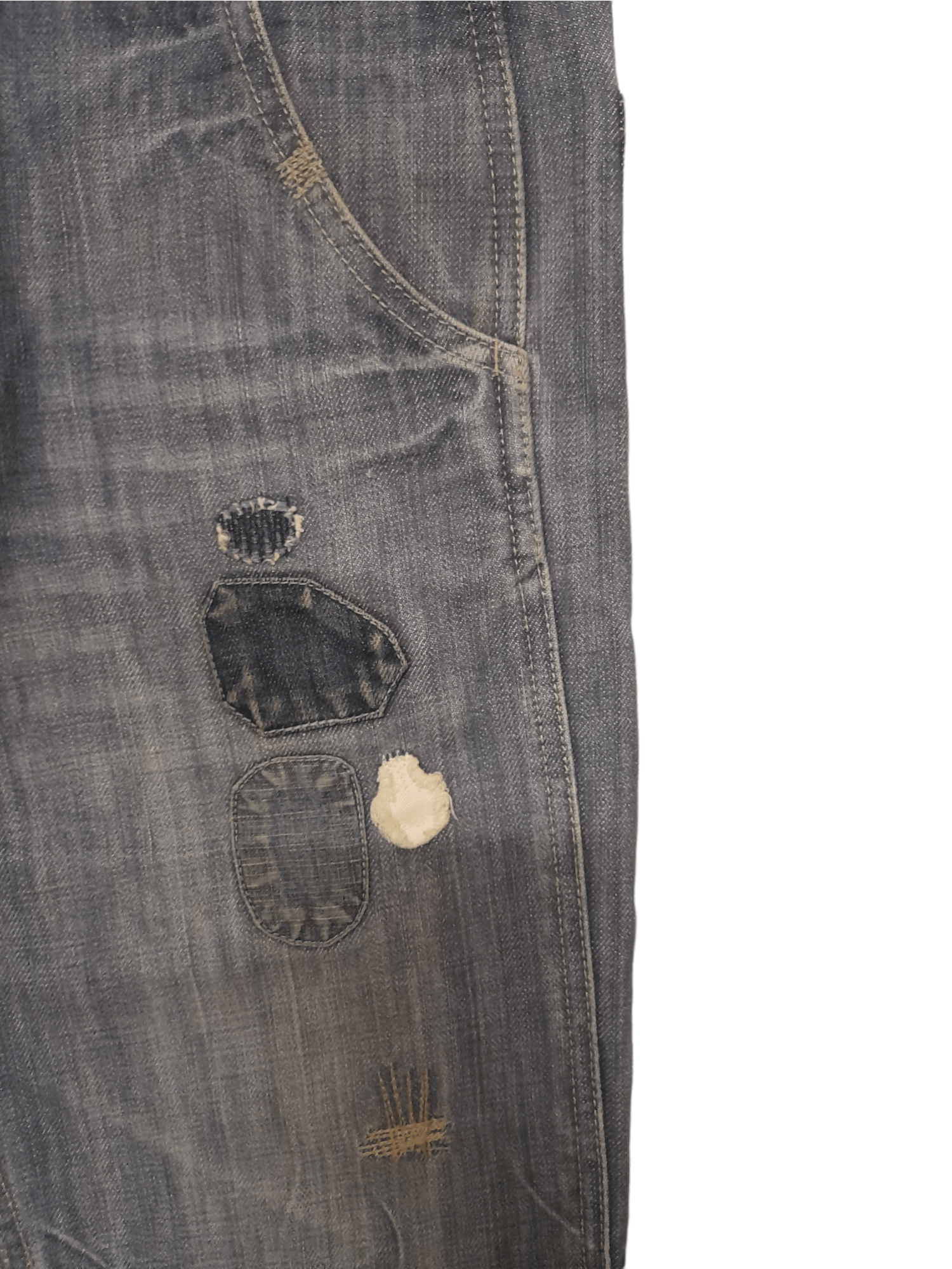 Japanese Brand K. Mayer Asdic Distressed Patch Denim (E168) Size US 31 - 3 Thumbnail