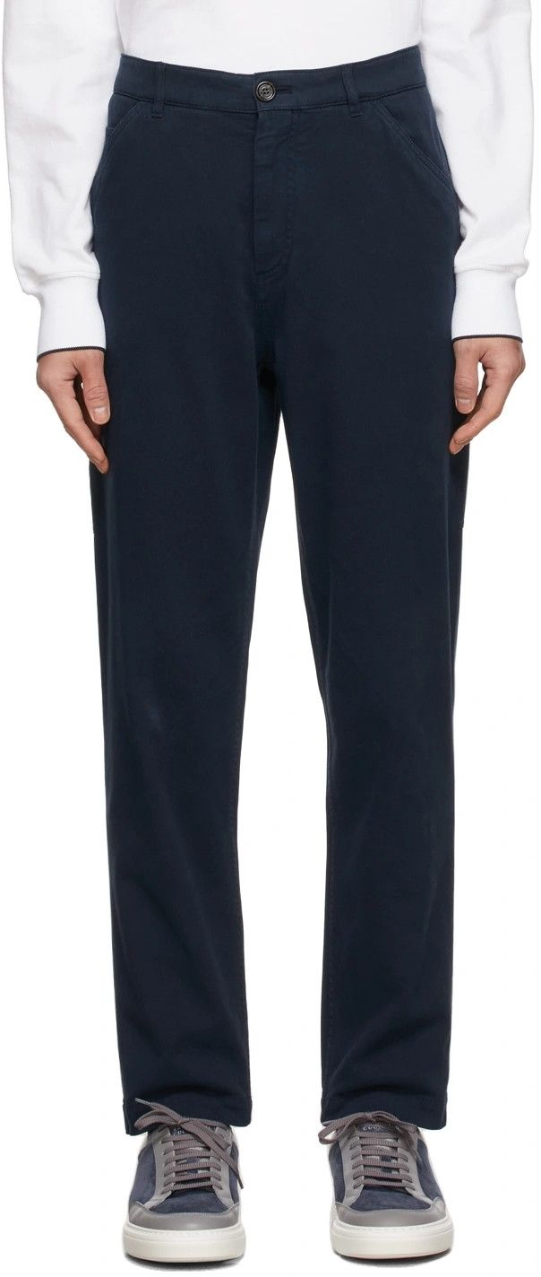 Brunello Cucinelli BRUNELLO CUCINELLI navy blue cotton pants trousers 38 Size US 38 / EU 54 - 1 Thumbnail