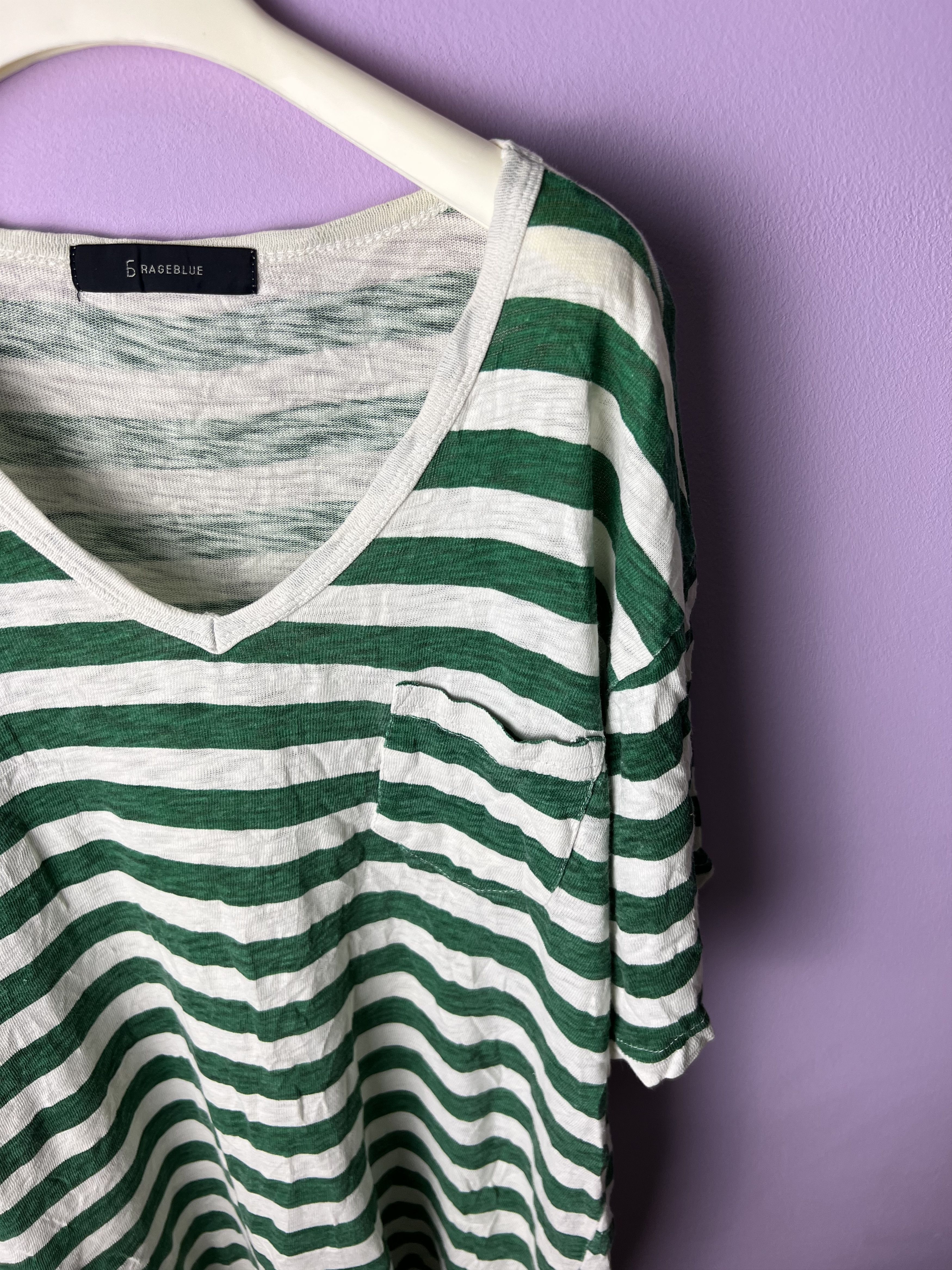RAGEBLUE 🔥Rageblue Stripe V Neck Tees Size US M / EU 48-50 / 2 - 6 Thumbnail