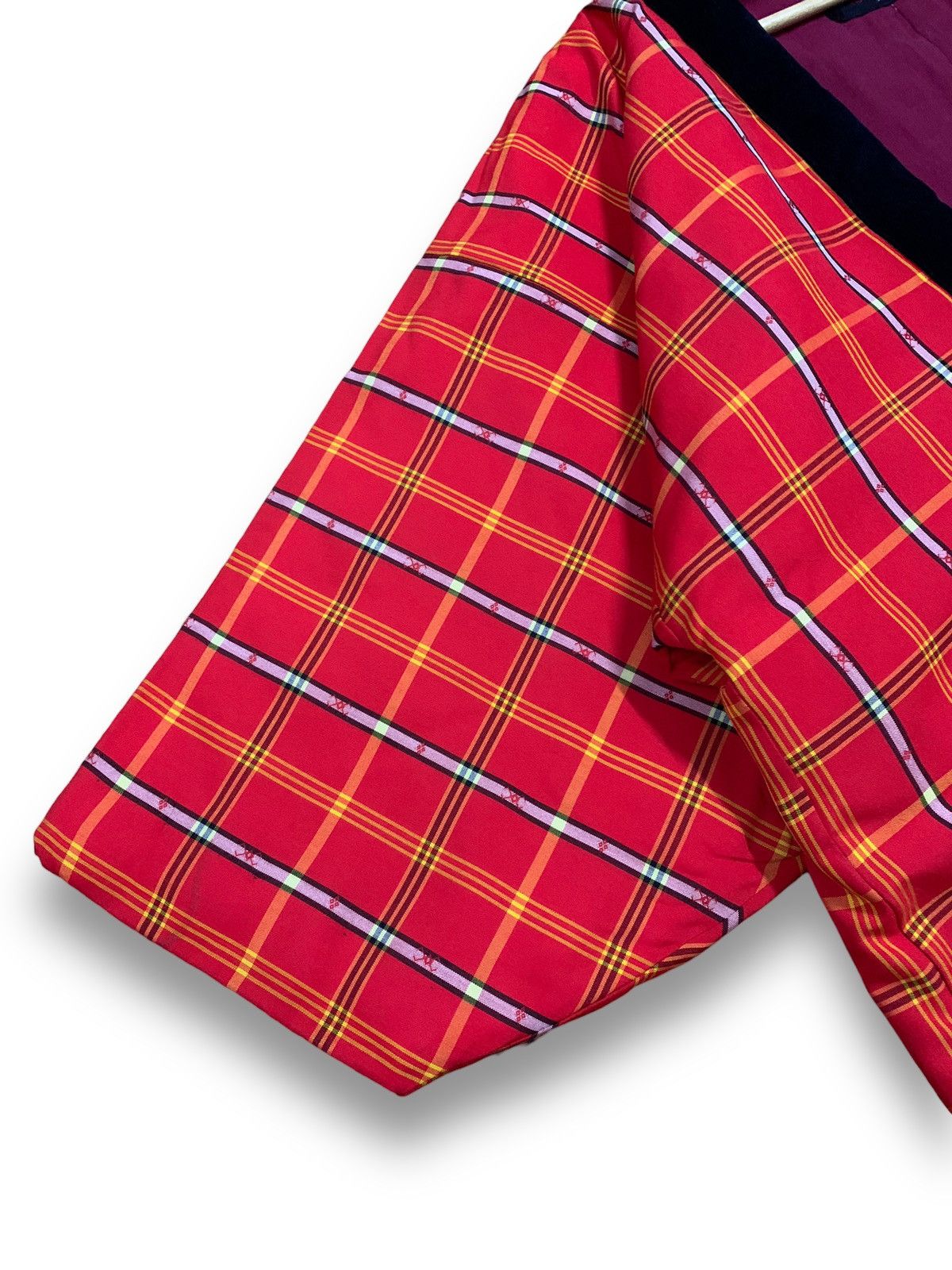 Japanese Brand Vintage Japan Handmade Hanten Red Plaid Padded Jacket Kimono Size US L / EU 52-54 / 3 - 7 Thumbnail