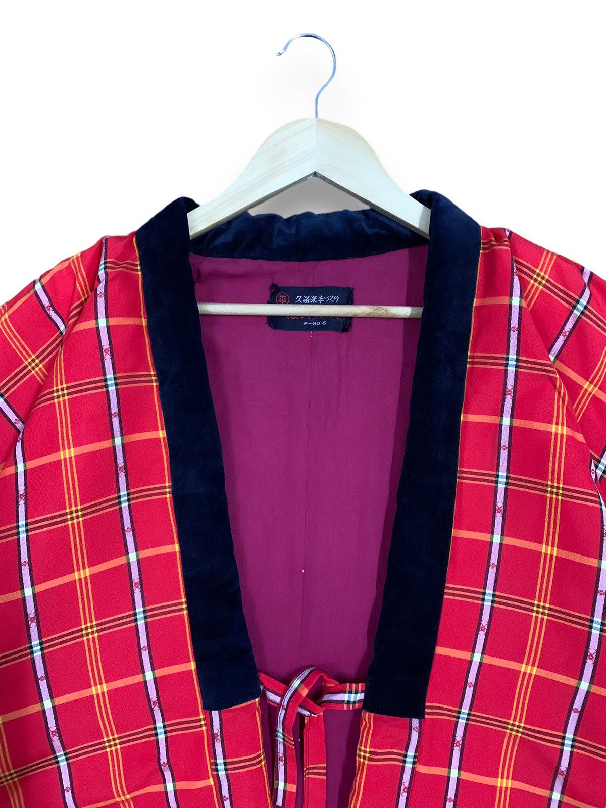 Japanese Brand Vintage Japan Handmade Hanten Red Plaid Padded Jacket Kimono Size US L / EU 52-54 / 3 - 4 Thumbnail