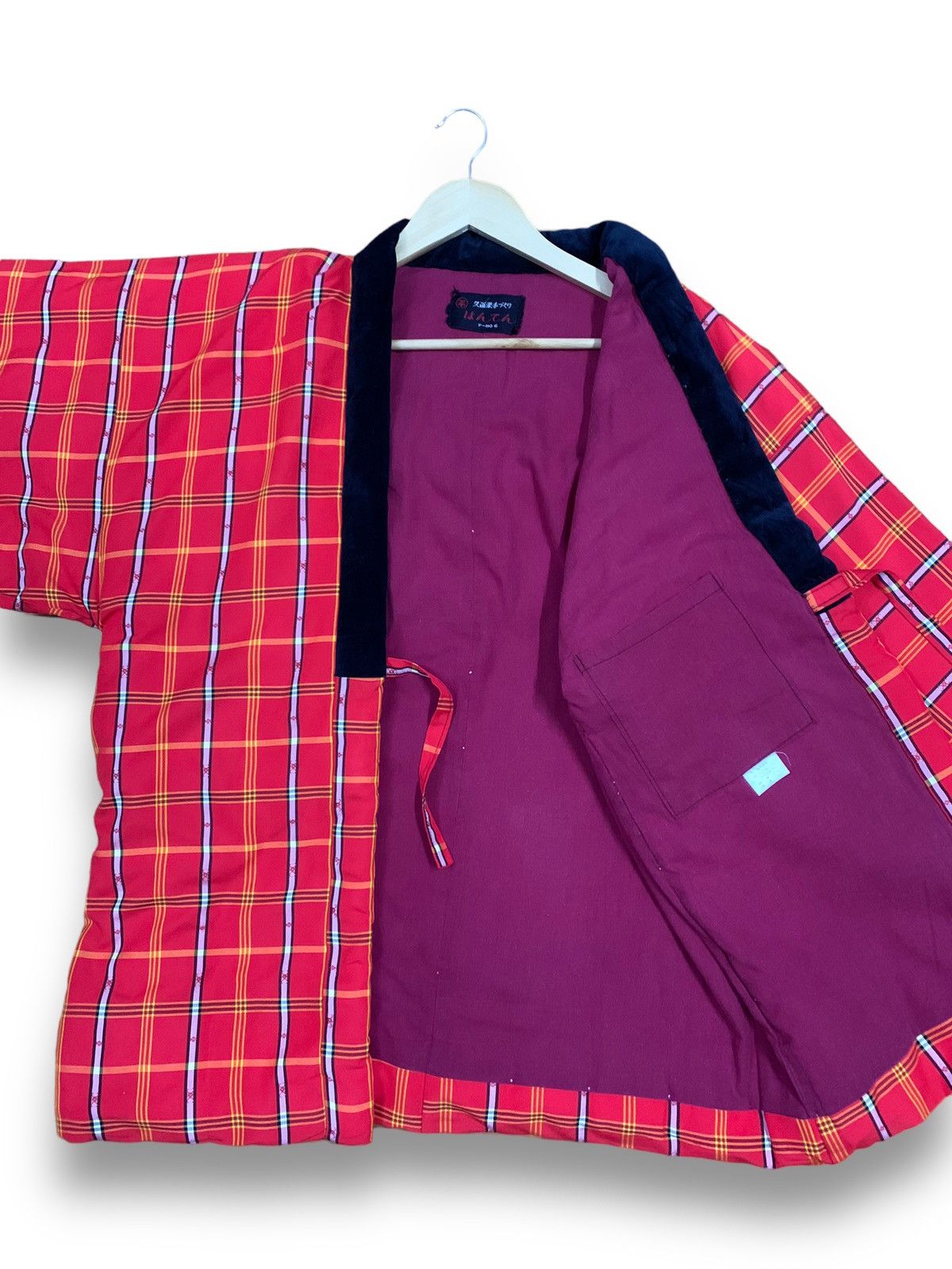 Japanese Brand Vintage Japan Handmade Hanten Red Plaid Padded Jacket Kimono Size US L / EU 52-54 / 3 - 11 Thumbnail