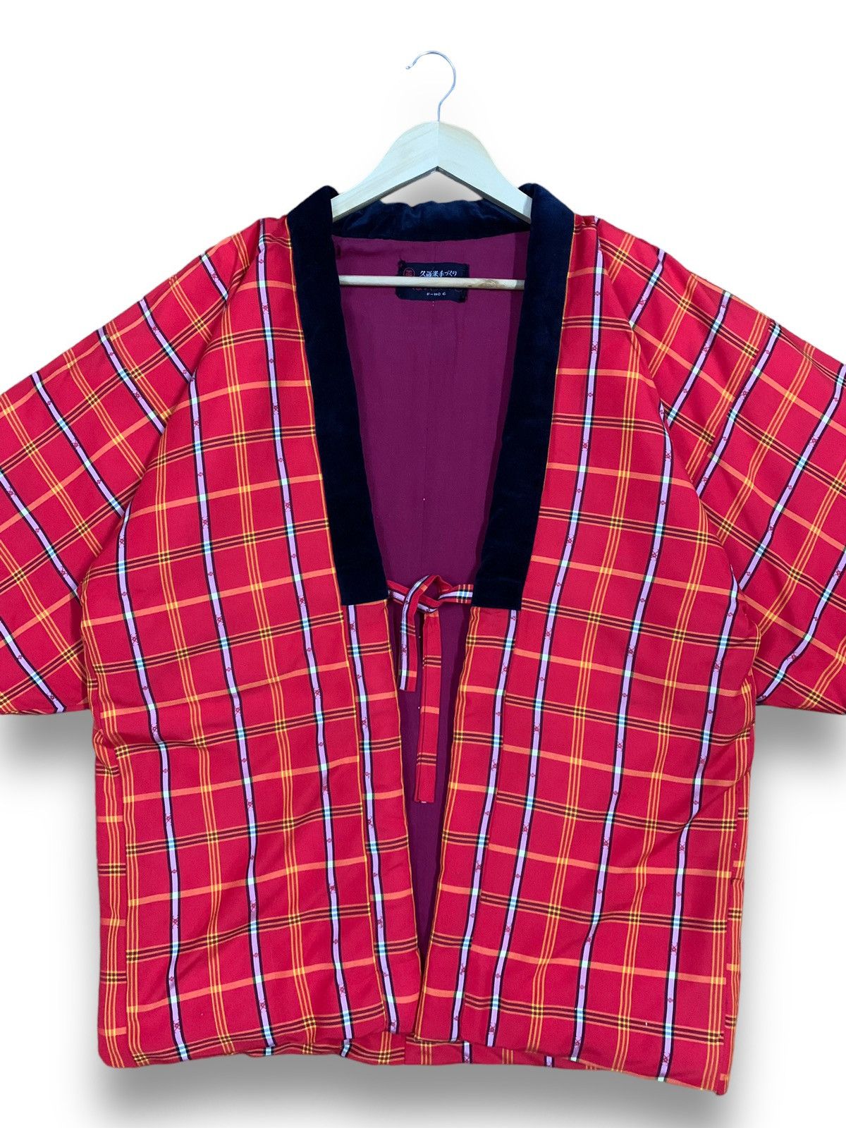 Japanese Brand Vintage Japan Handmade Hanten Red Plaid Padded Jacket Kimono Size US L / EU 52-54 / 3 - 3 Thumbnail